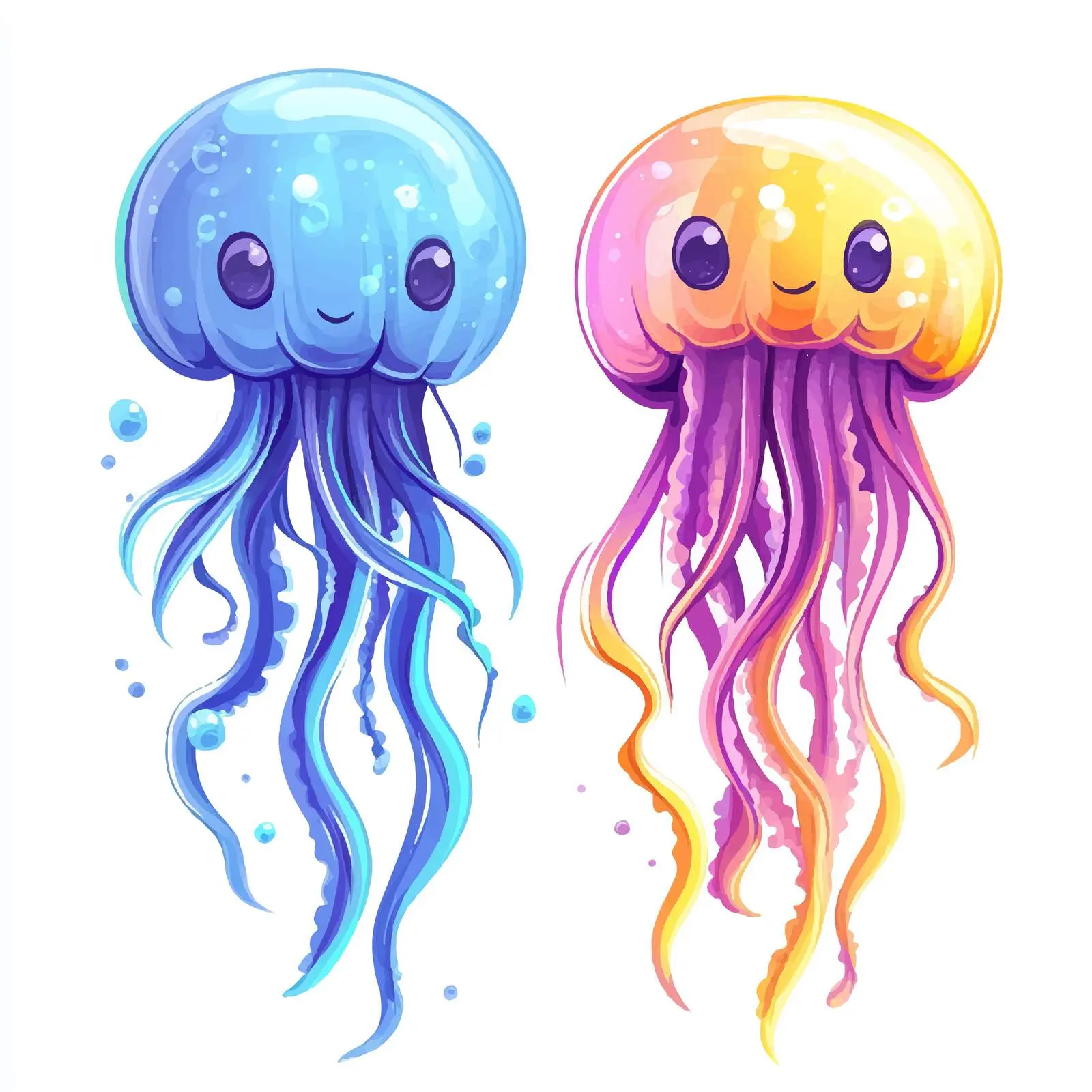 Cute Jellyfish Vector Illustration — free download from Dotvec