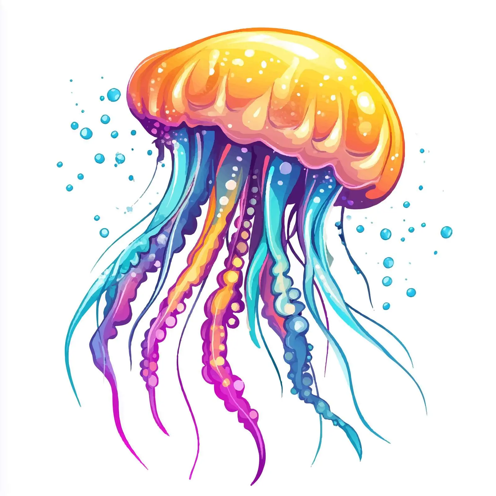Cute Cartoon Jellyfish Vector Illustration — free download from Dotvec