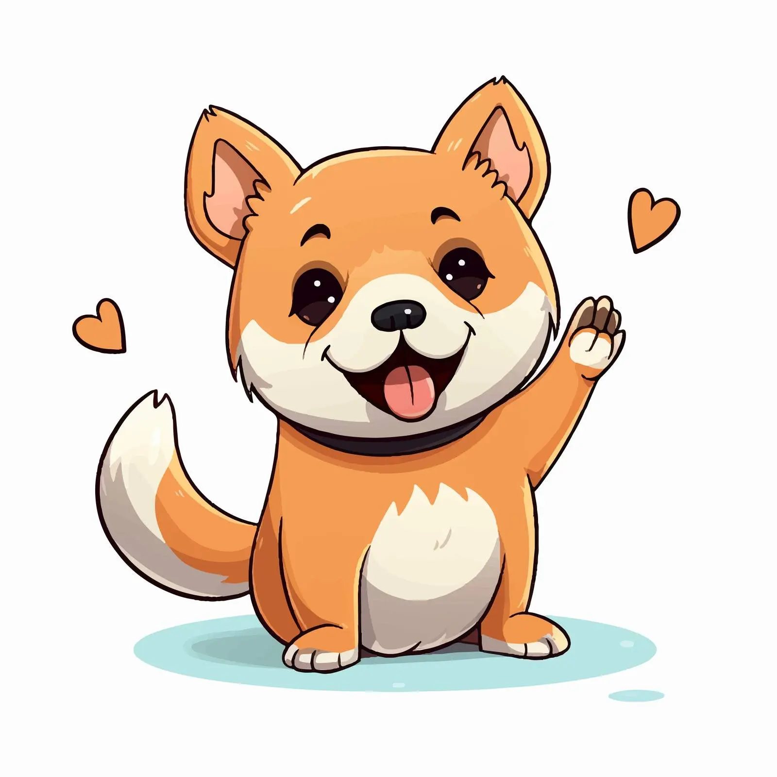 Cute Kawaii Shiba Inu Waving Dog Vector — free download from Dotvec