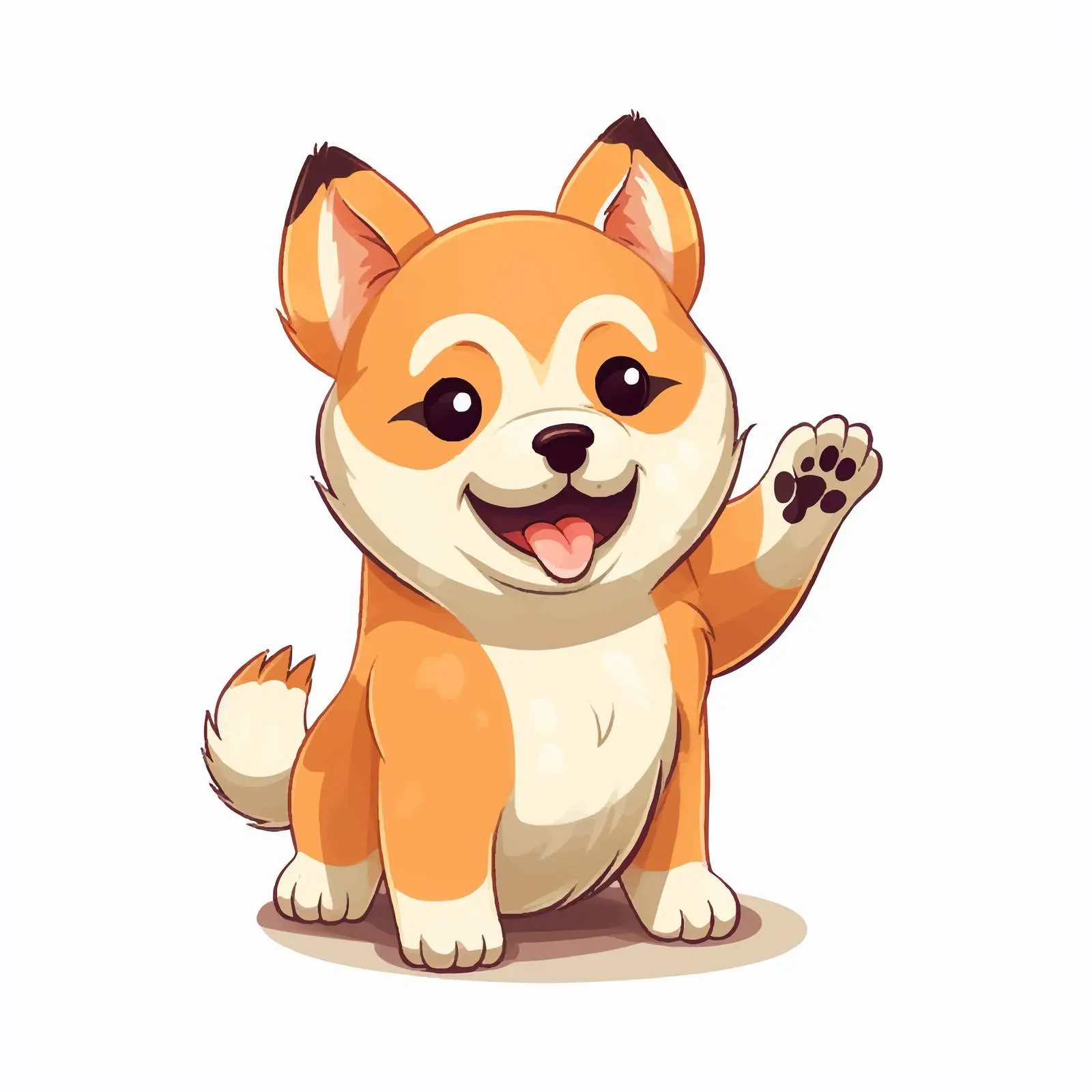 Cute Kawaii Shiba Inu Waving Illustration — free download from Dotvec