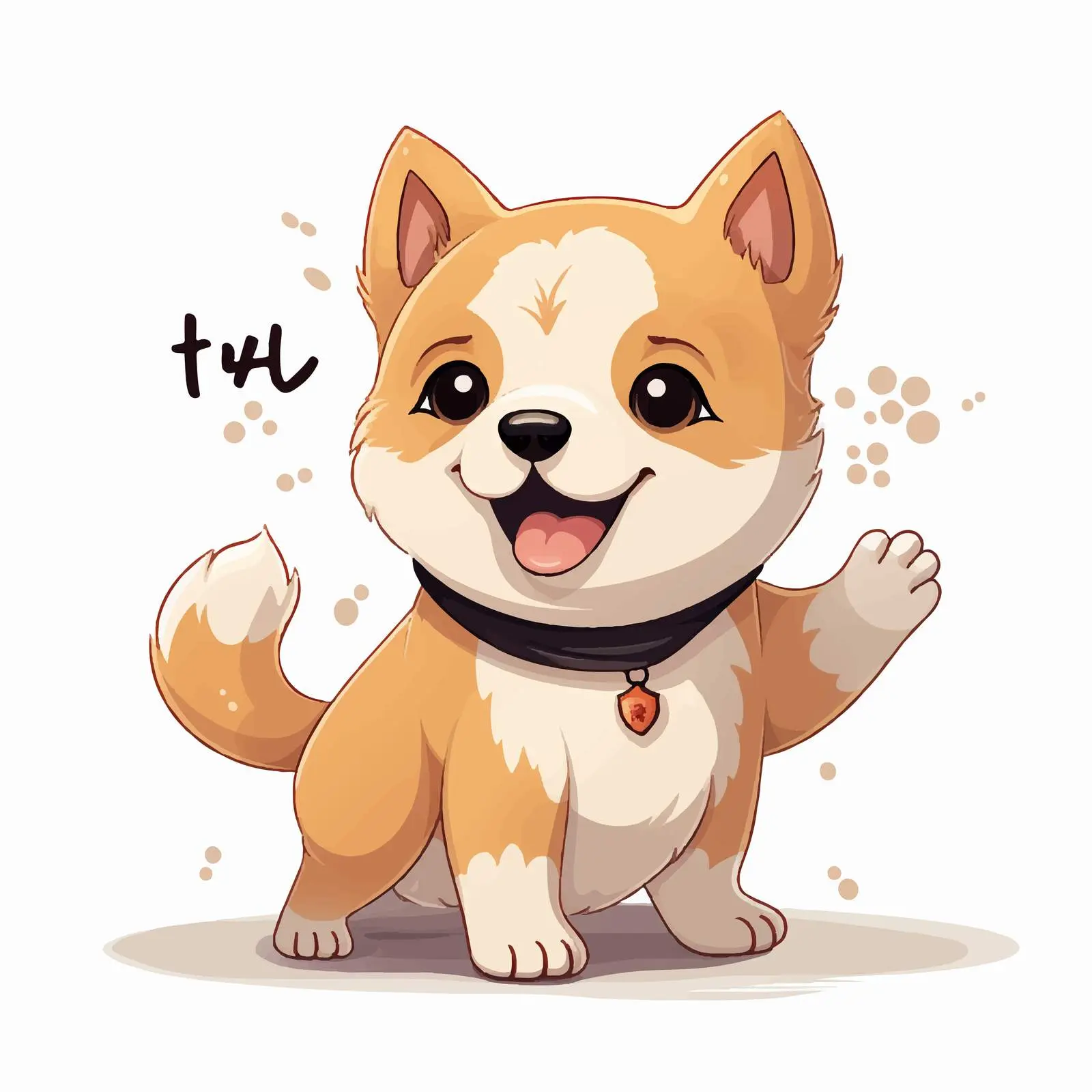 Kawaii Shiba Inu Dog Waving Illustration – free vector pet image from Dotvec