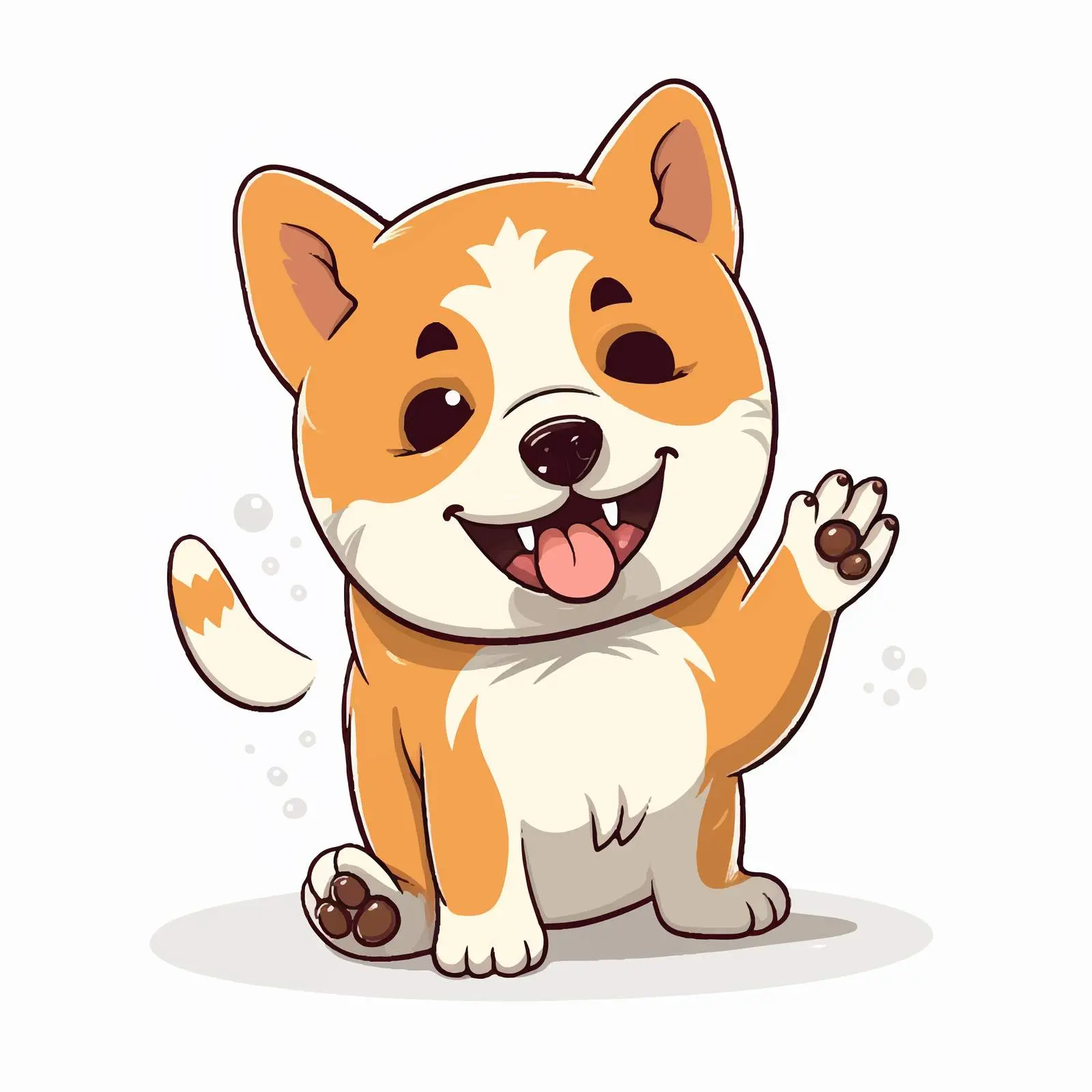 Kawaii Shiba Inu Dog Waving Cheerfully — free download from Dotvec