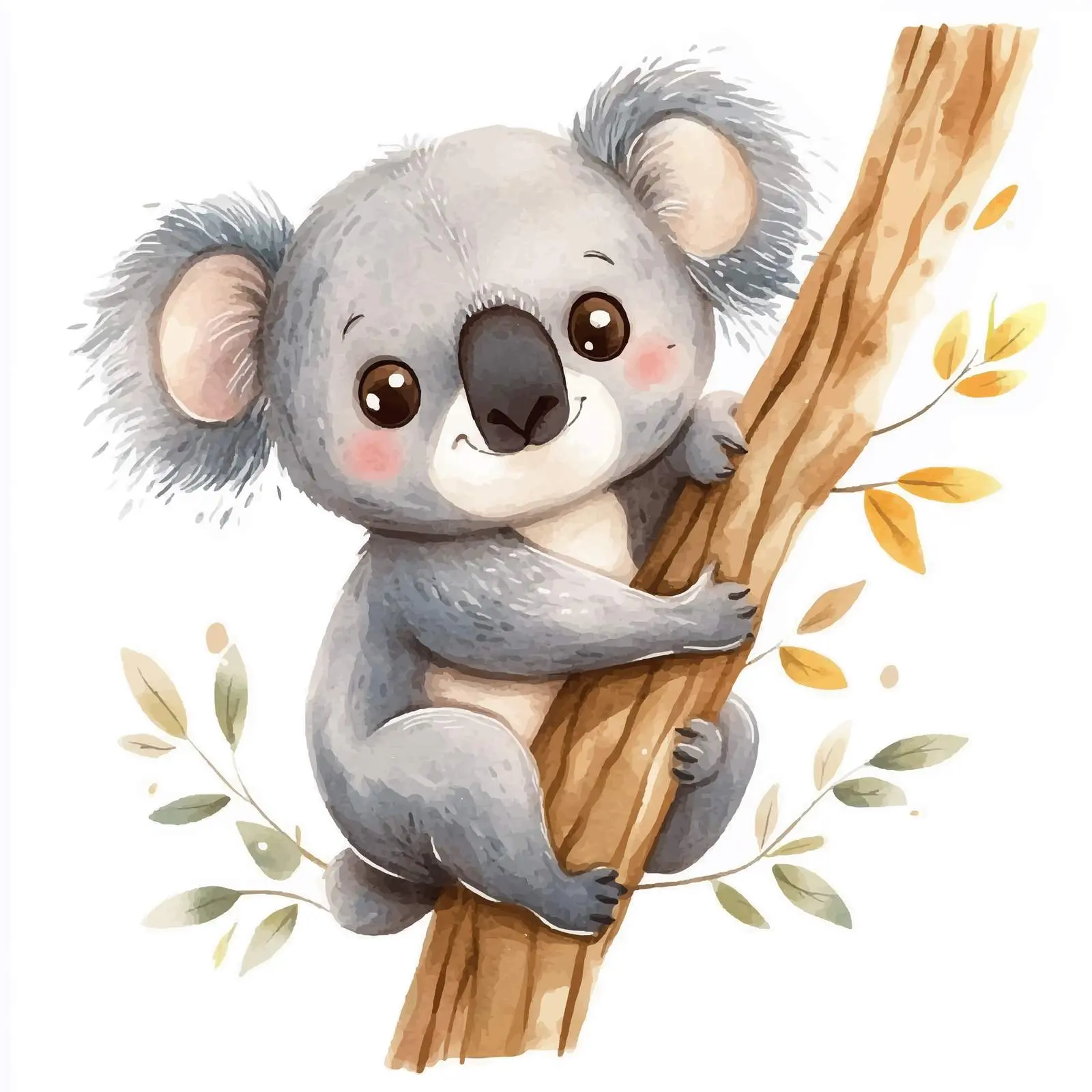 Cute Koala Watercolor Clipart in Cartoon Style — free download from Dotvec