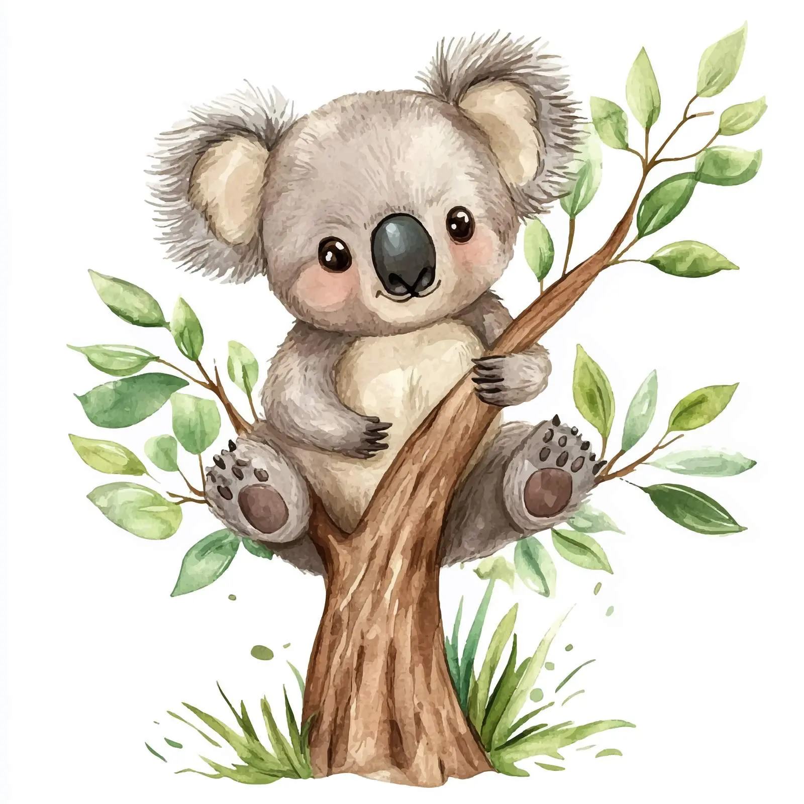 Cute Koala in Tree Watercolor Clipart — free download from Dotvec
