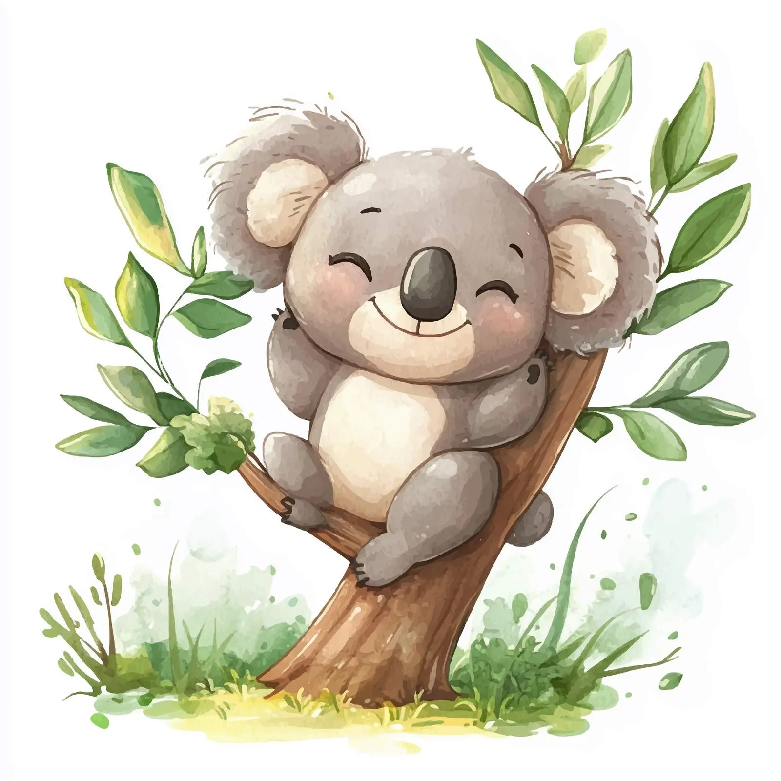 Cute Koala Watercolor Clipart in Cartoon Style — free download from Dotvec