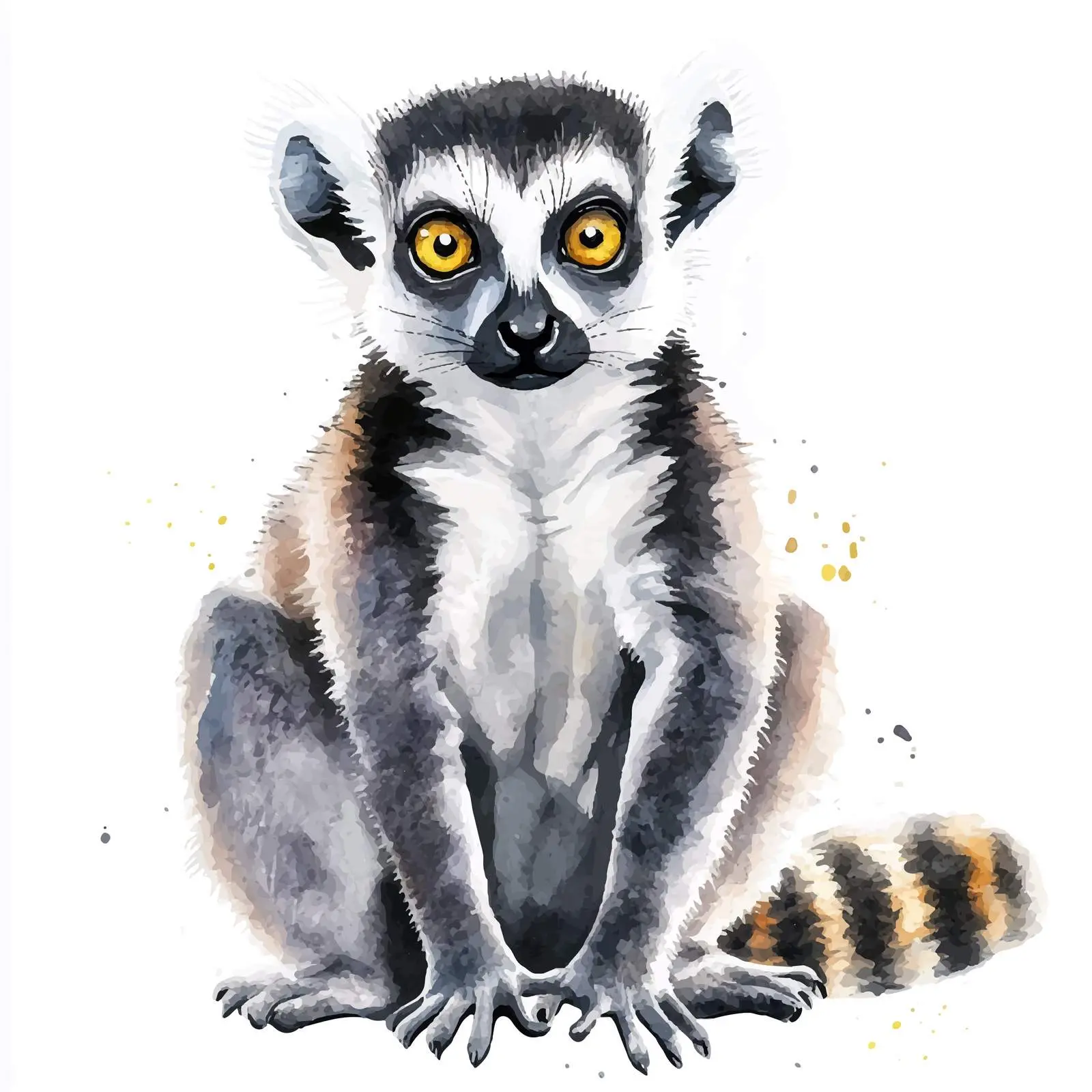 Cute Cartoon Lemur Watercolor Illustration — free download from Dotvec