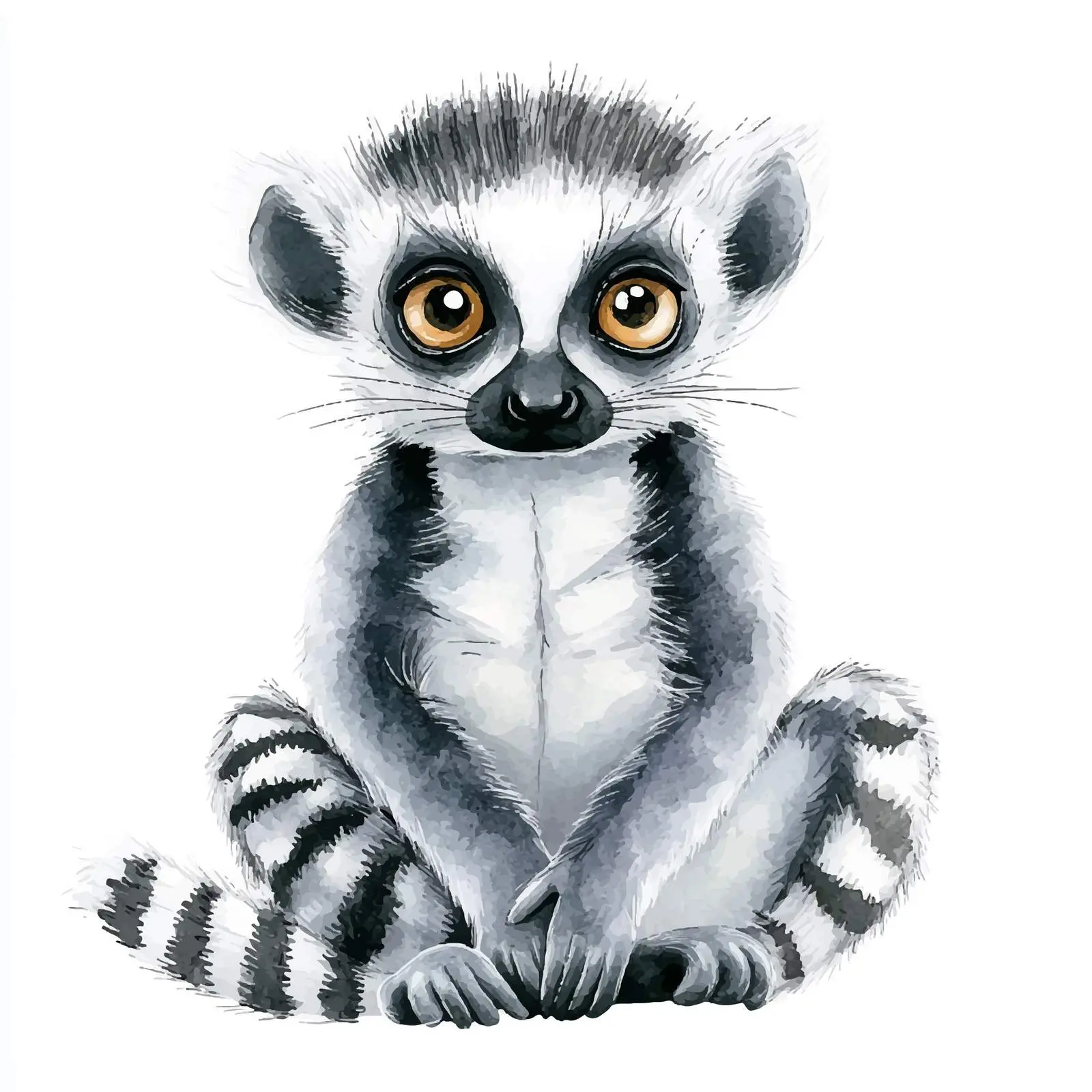 Cute Lemur Watercolor Cartoon Illustration — free download from Dotvec