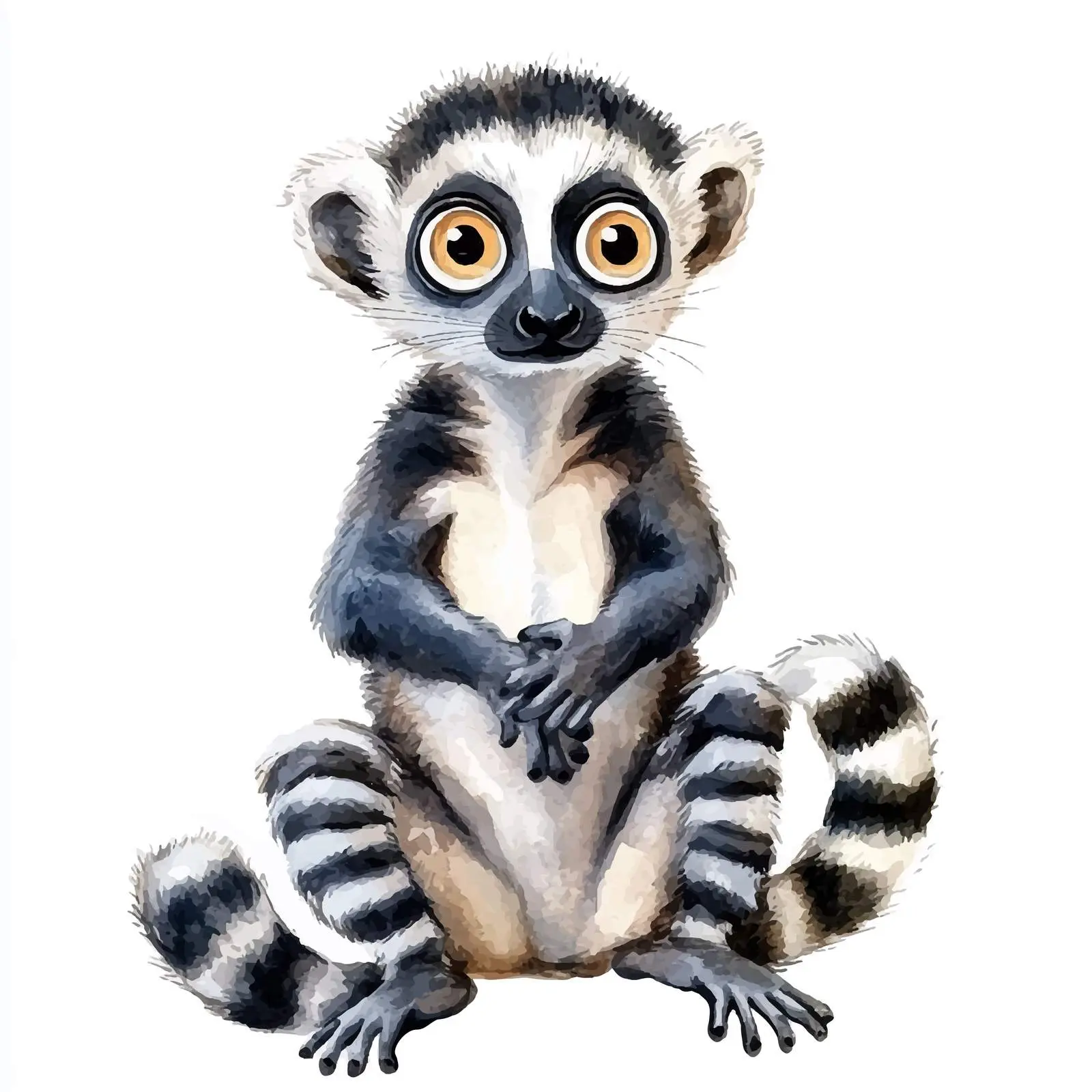 Cute Lemur Watercolor Cartoon Illustration — free download from Dotvec