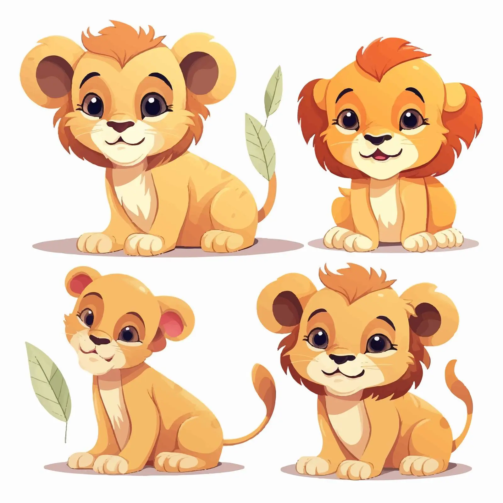 Cute Wild Animal Cartoon Lion Vector Set — free download from Dotvec