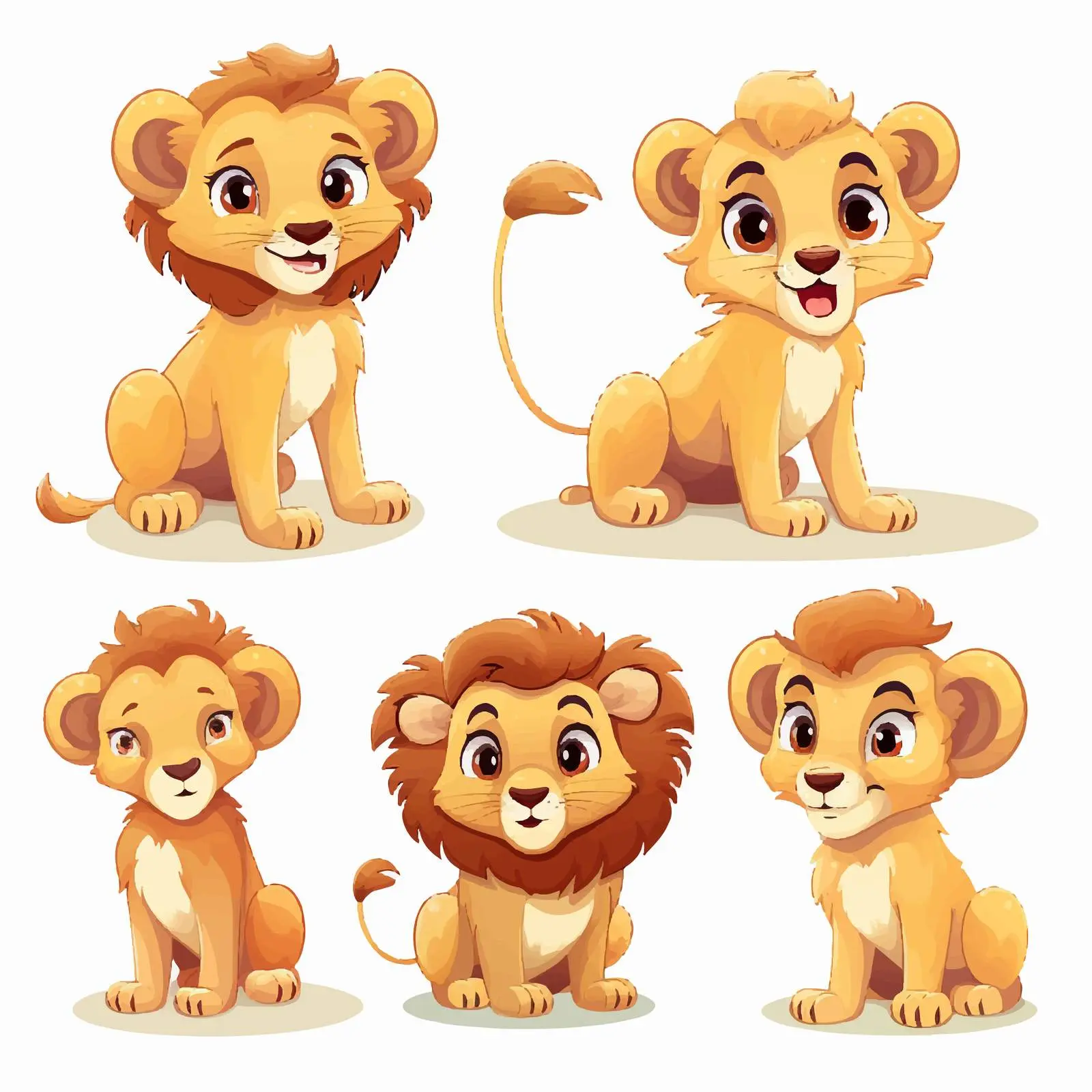 Colorful Cartoon Lion Vector Set — free download from Dotvec
