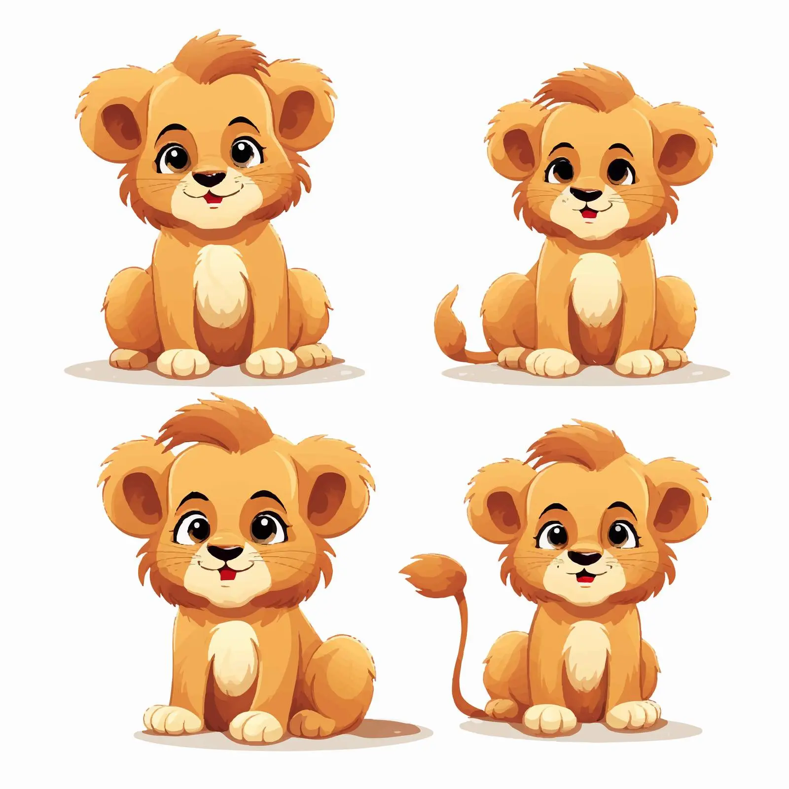 Colorful Cartoon Cute Lion Vector Set — free download from Dotvec