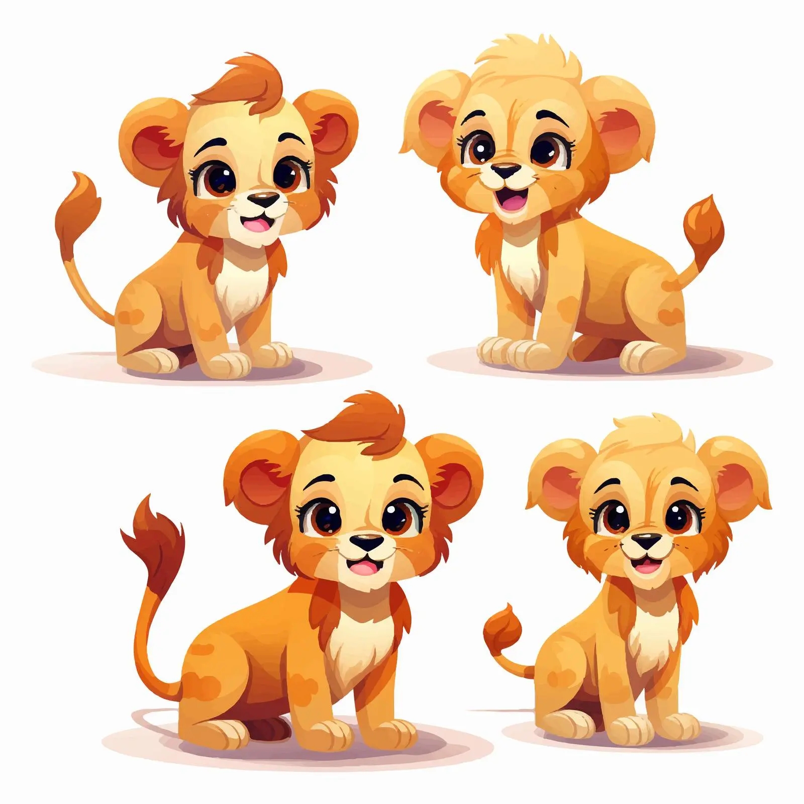 Cute Cartoon Lion Vector Set — free download from Dotvec
