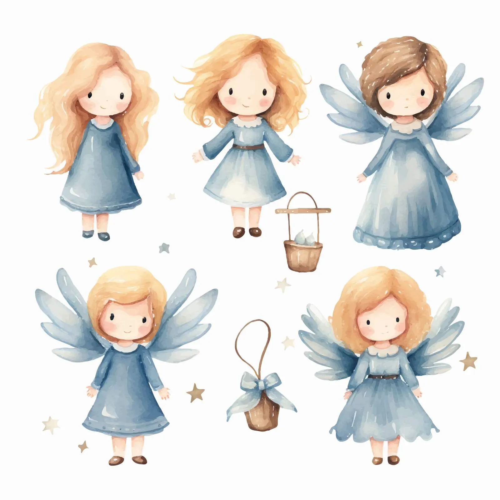 Stylized Christmas Angels for Scandinavian Decor – free homedecor image from Dotvec