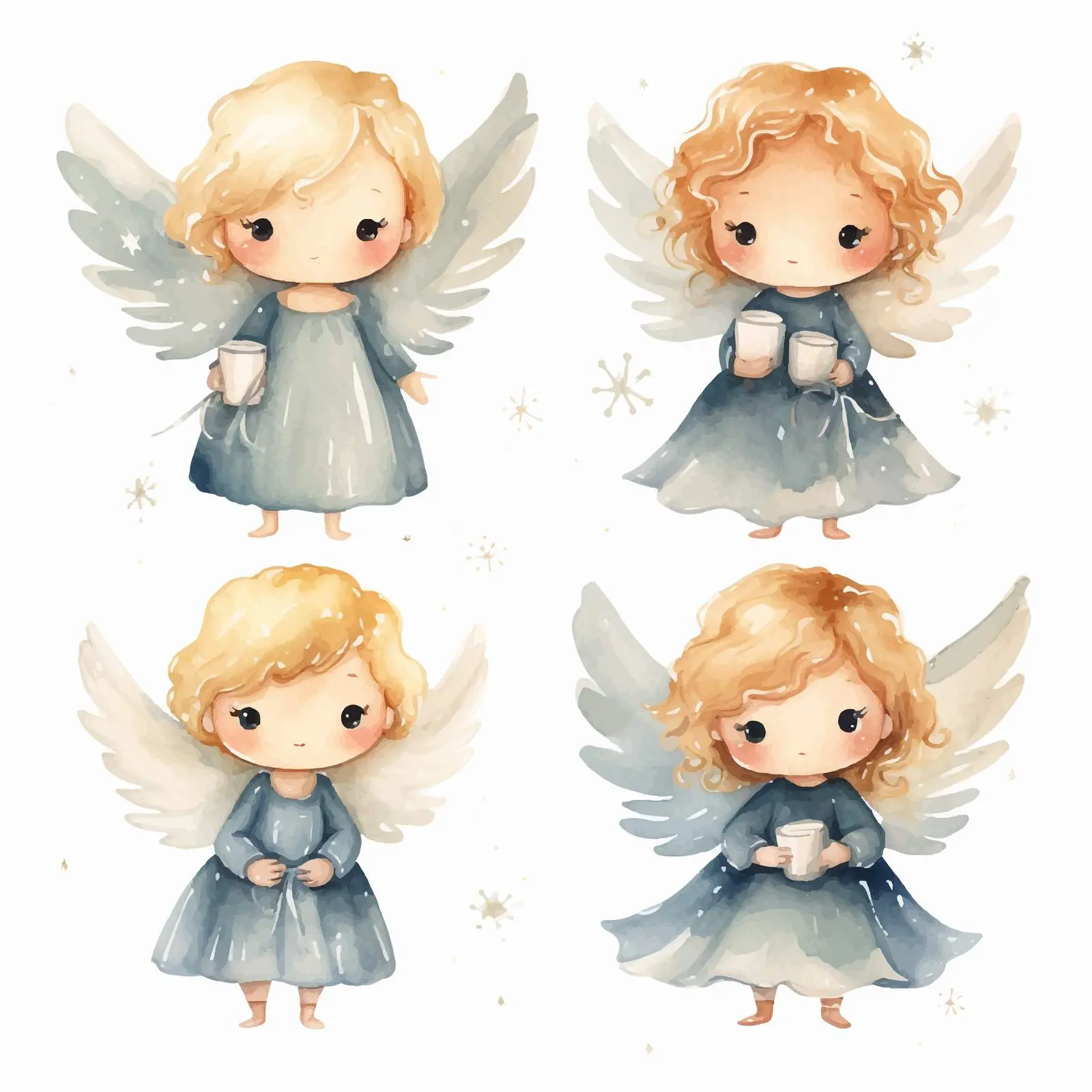 Stylized Christmas Angels for Scandinavian Decor — free download from Dotvec