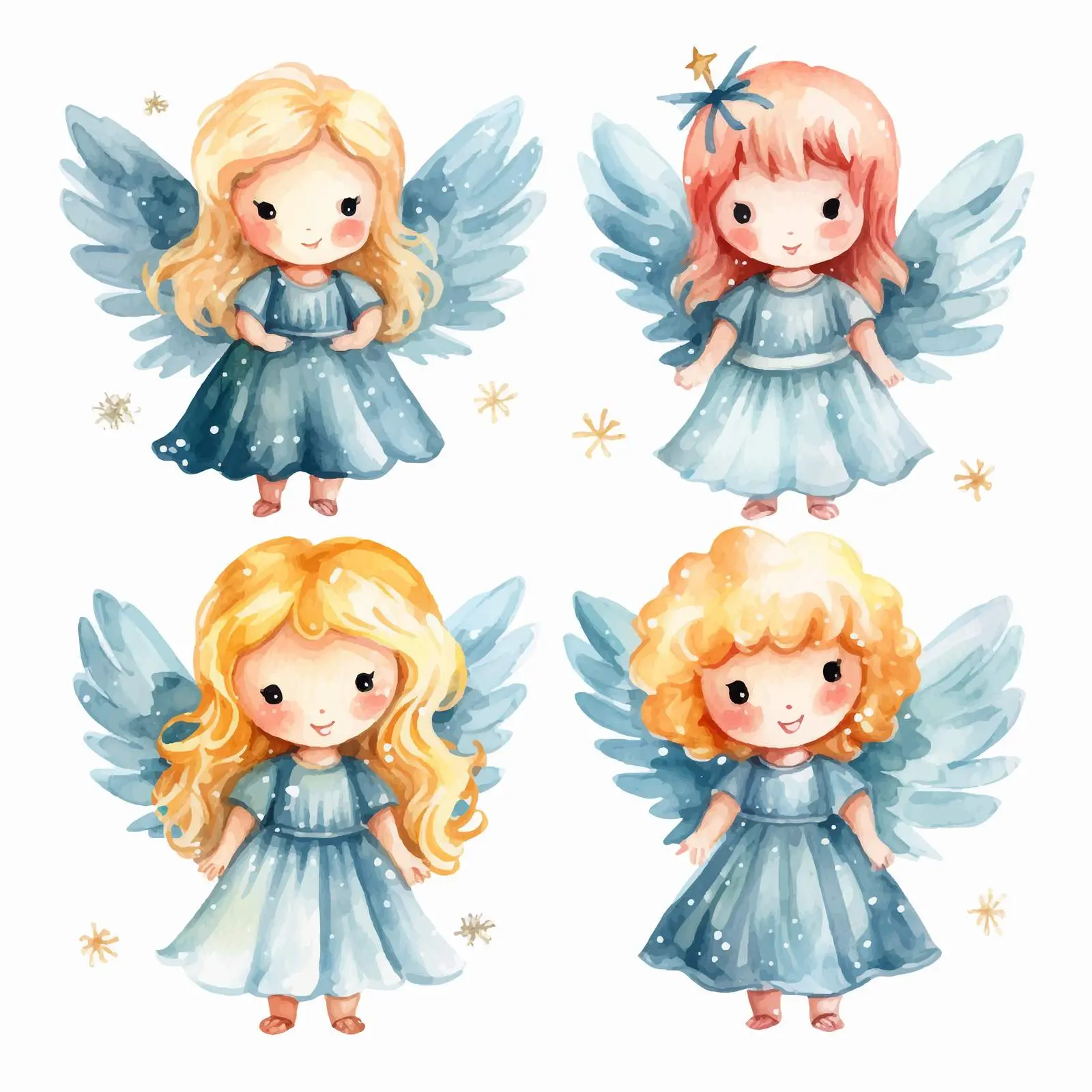 Stylized Cute Christmas Angels for Scandinavian Decor — free download from Dotvec