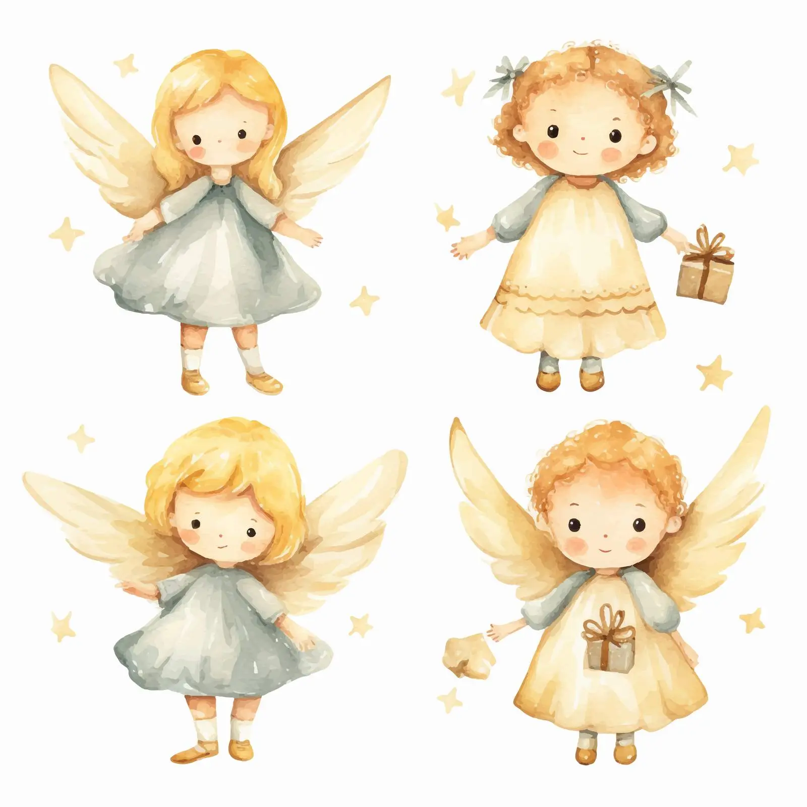 Stylized Christmas Angels for Scandinavian Decor — free download from Dotvec
