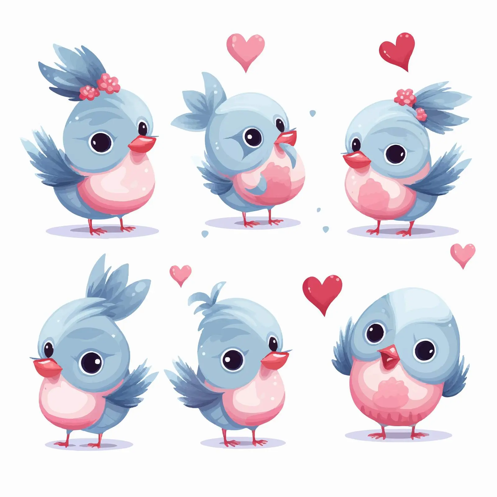 Cute Birds Holding Hearts Love Clip Art – free love theme image from Dotvec