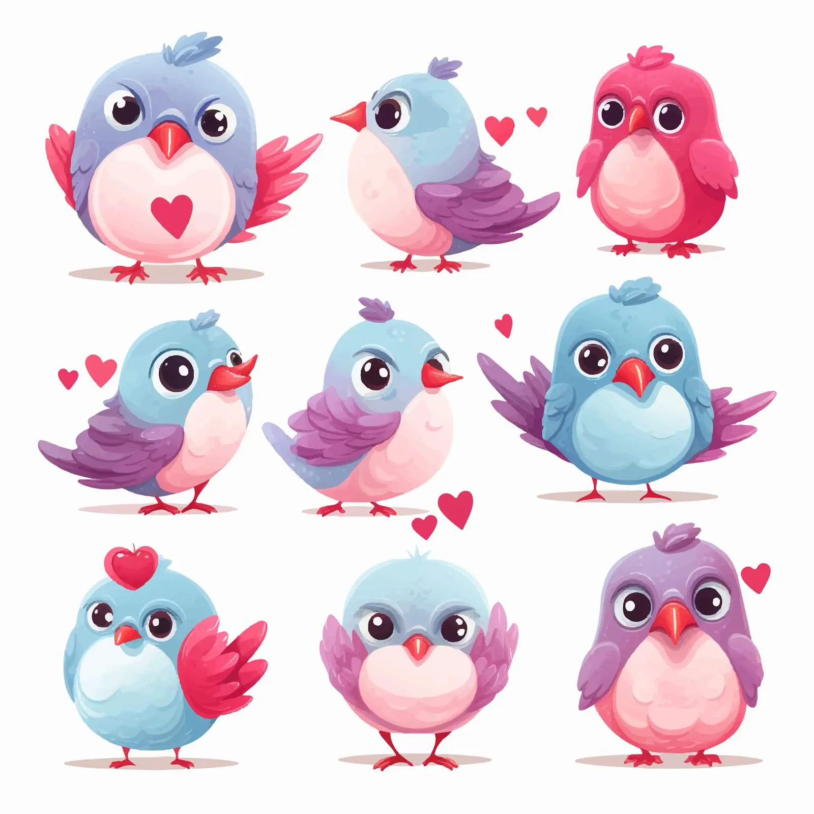 Cute Birds Holding Hearts Love Clip Art — free download from Dotvec