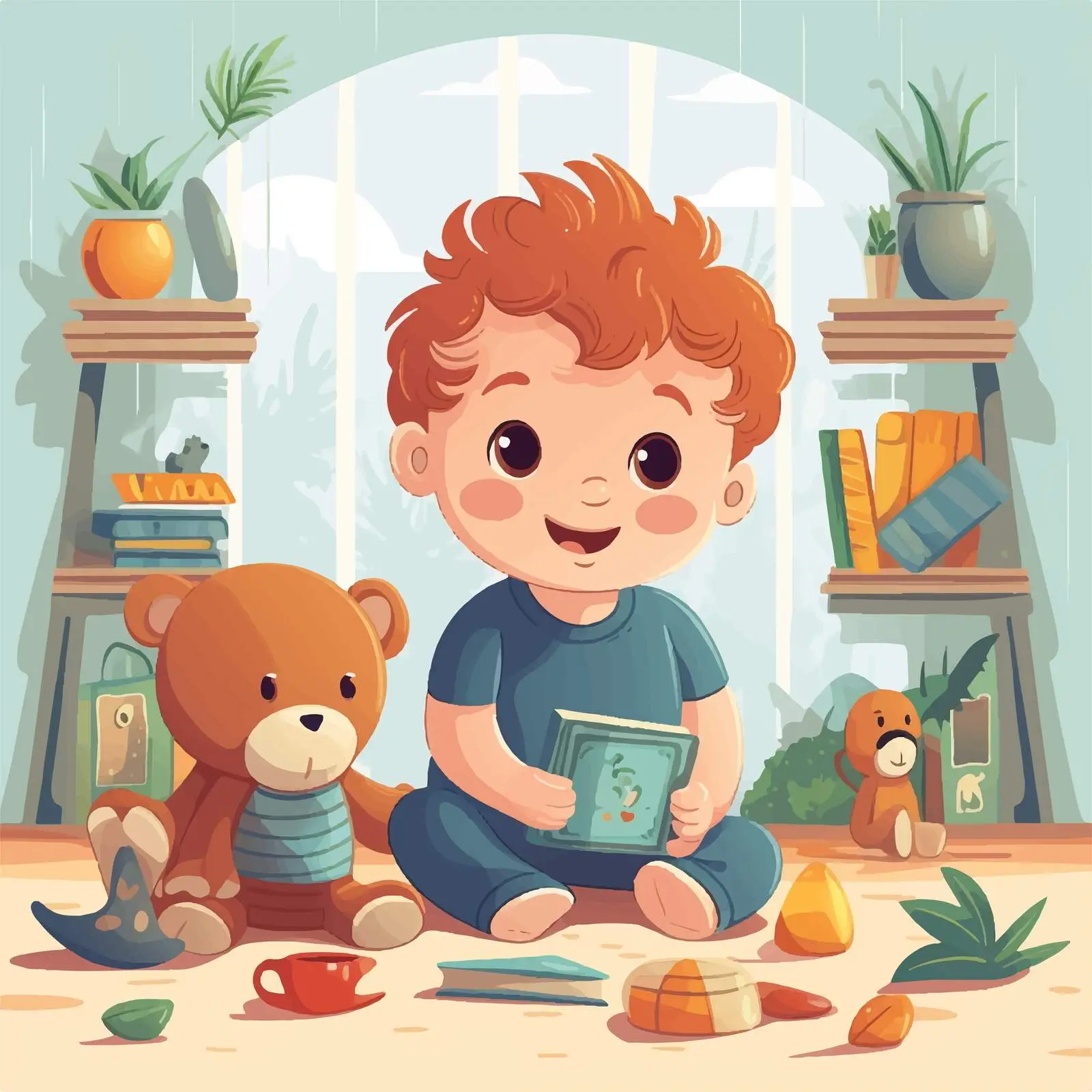 Cute Boy Playing in Baby Room — free download from Dotvec