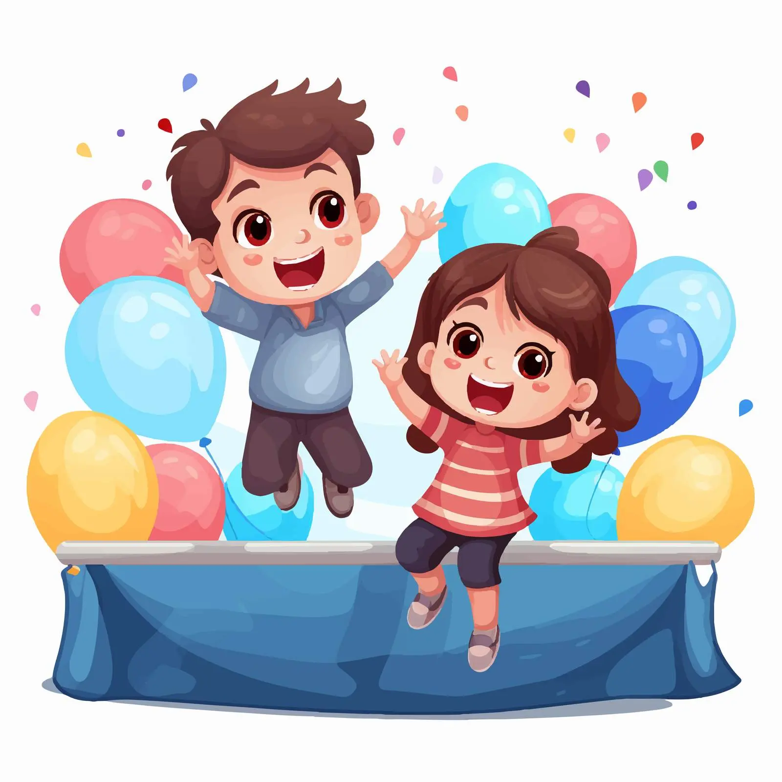 Children Jumping on Trampoline with Balloons — free download from Dotvec