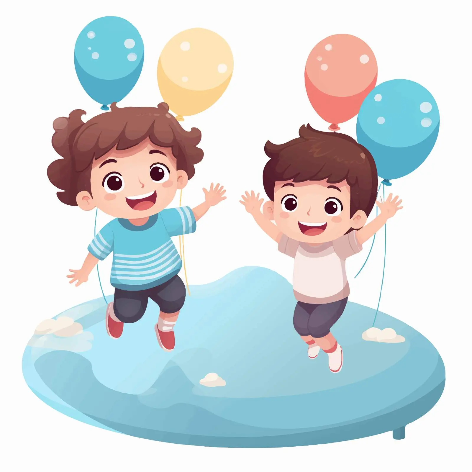 Cute Children Jumping on Trampoline with Balloons — free download from Dotvec