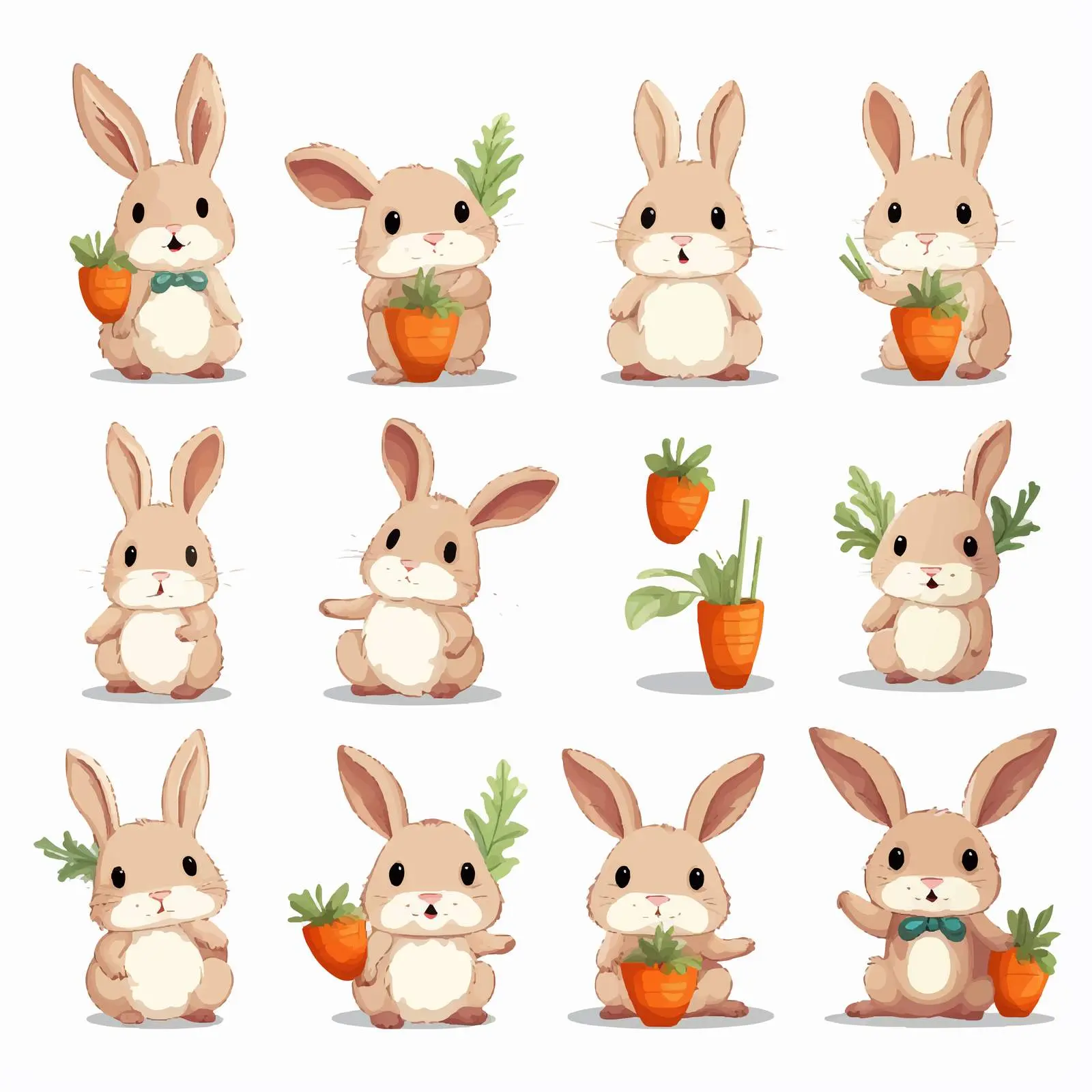 Cute Easter Bunnies and Carrots Vector Clip Art – free carrot image from Dotvec