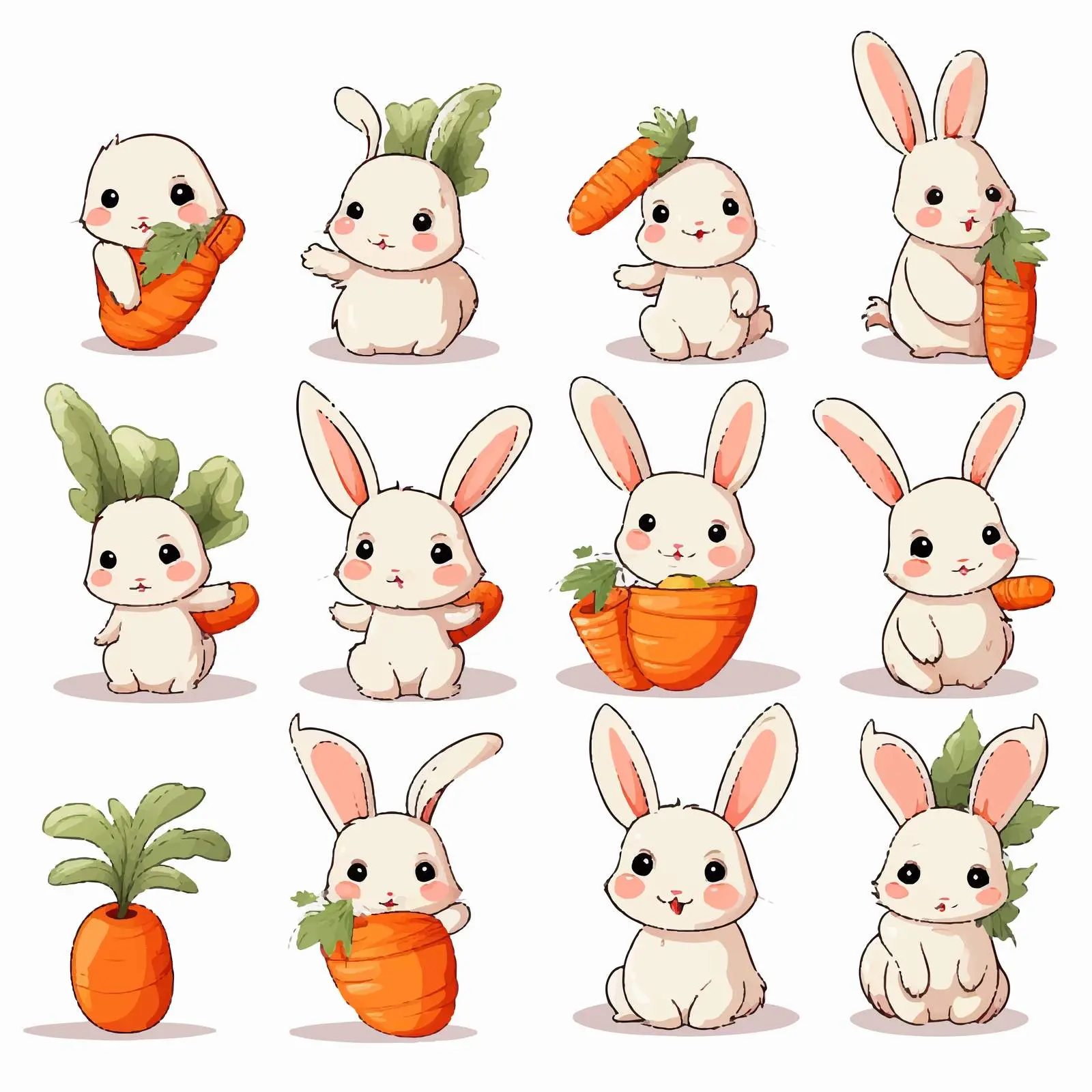 Cute Easter Bunnies and Carrots Clip Art Set – free carrot image from Dotvec
