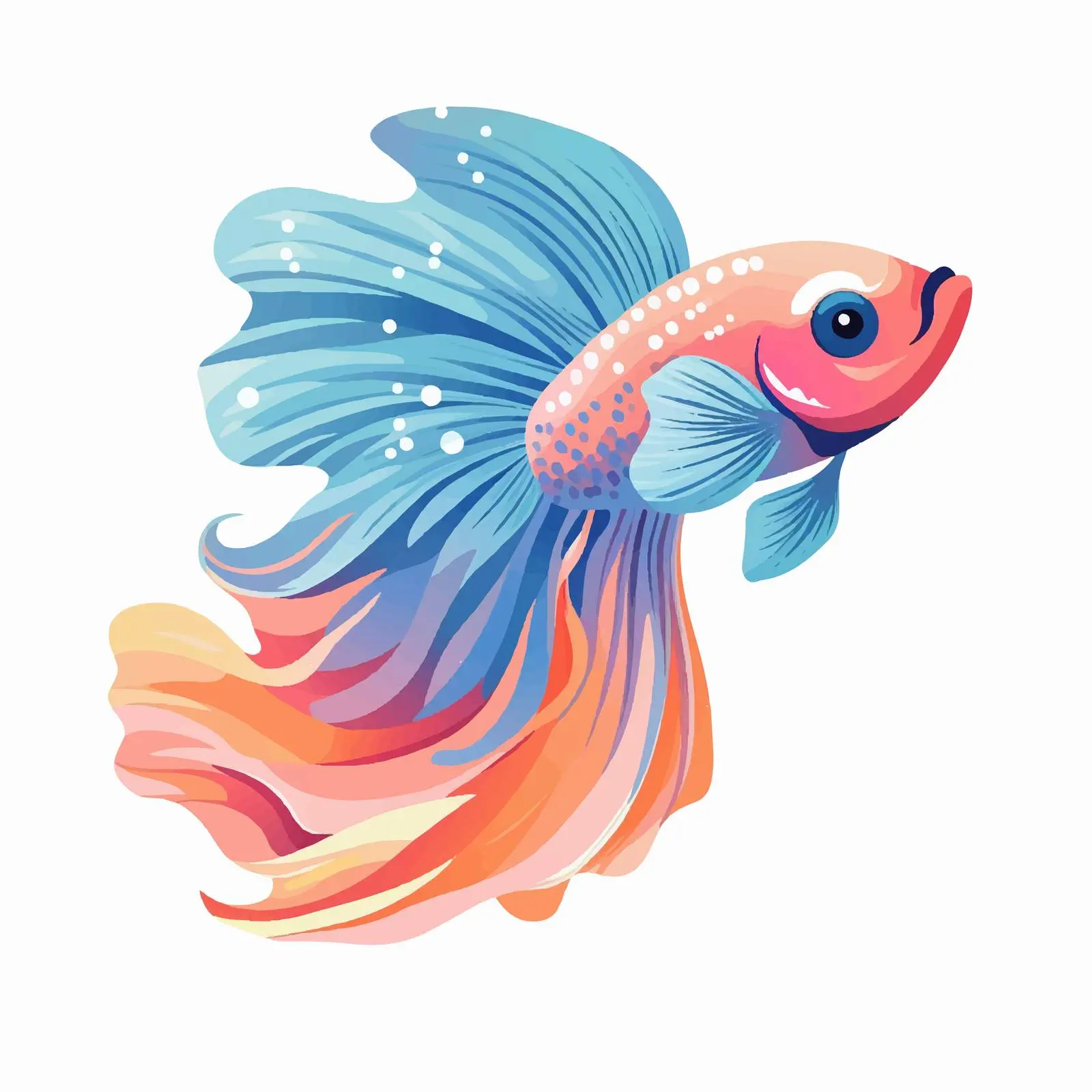 Cute Tropical Fish with Large Fins Vector — free download from Dotvec