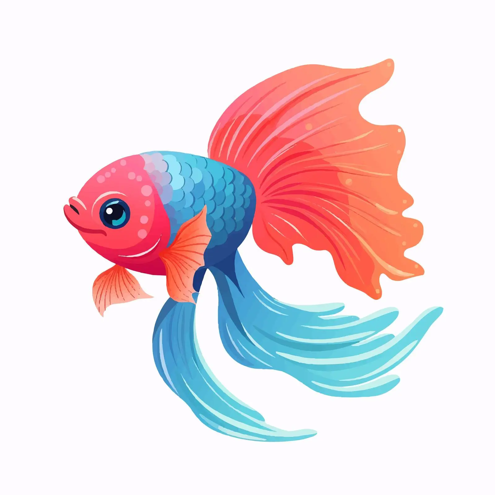 Tropical Exotic Fish with Big Fins Illustration — free download from Dotvec