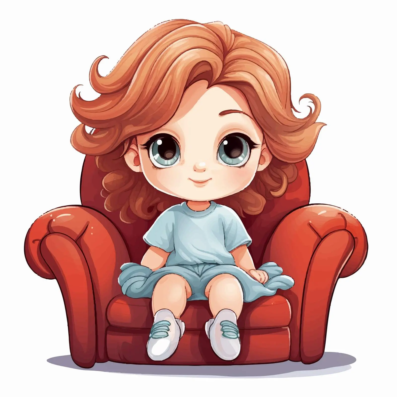 Cute Cartoon Vector of Girl on Sofa — free download from Dotvec