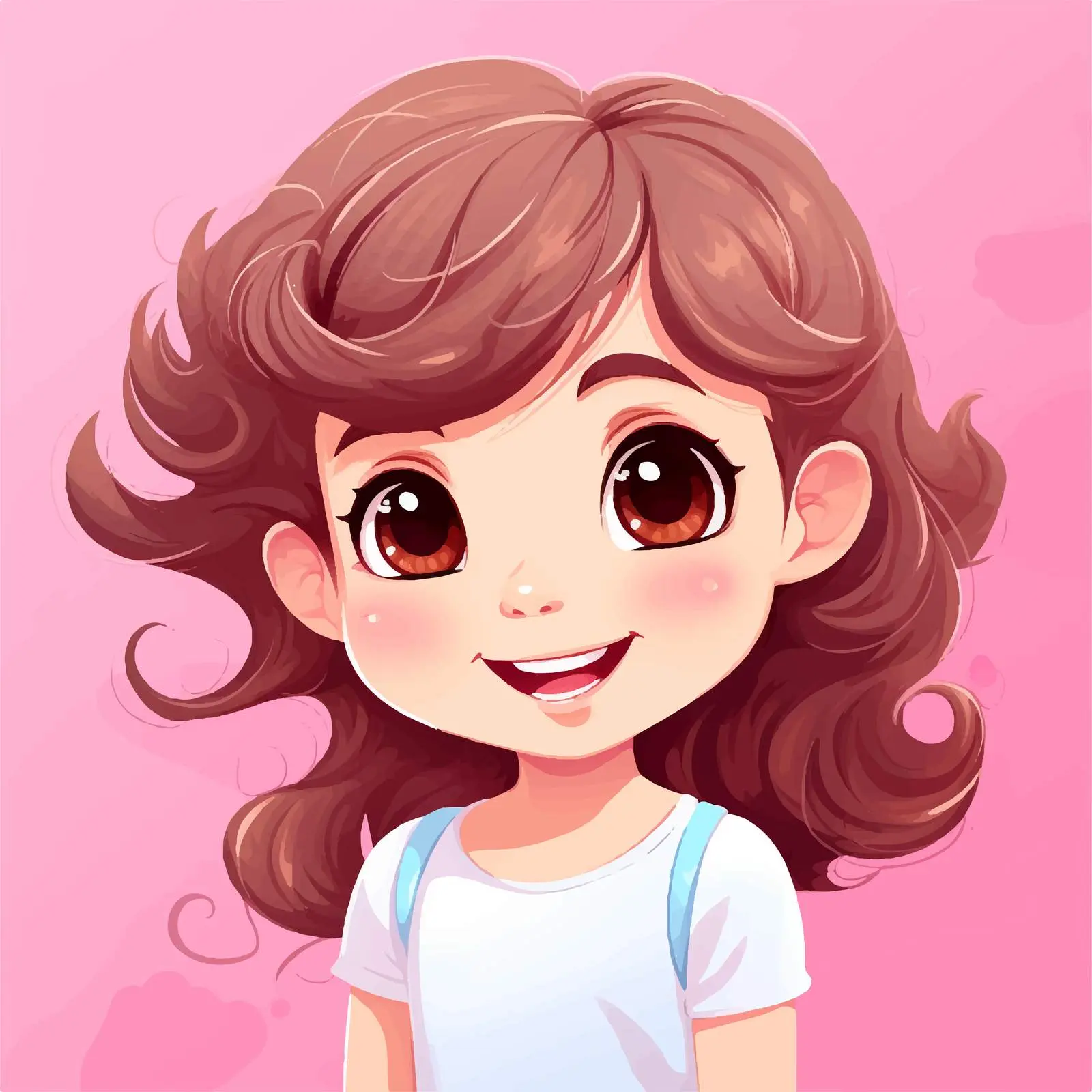 Cute Cartoon Girl Character on Pink Background — free download from Dotvec