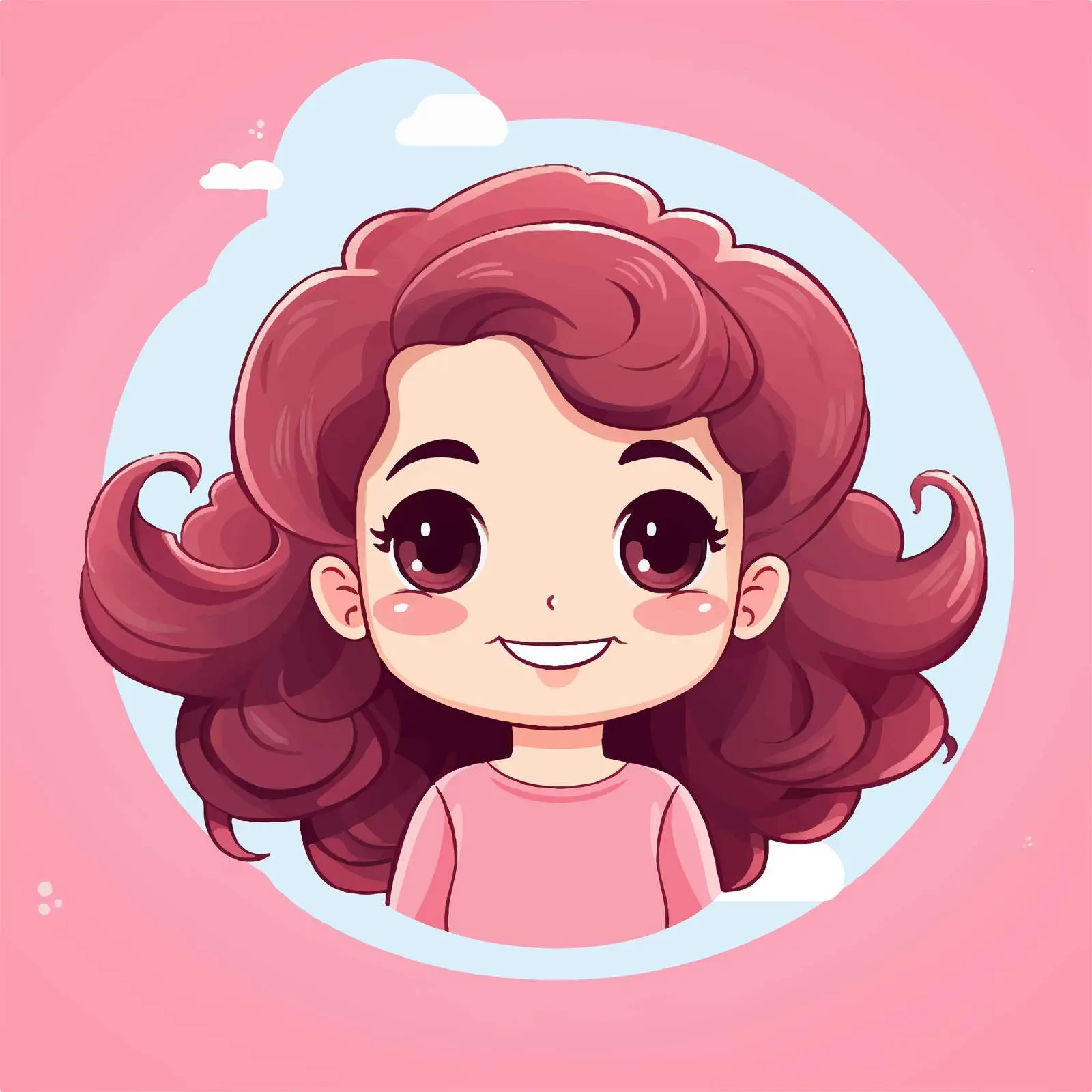 Cute Little Girl Cartoon Character on Pink Background — free download from Dotvec