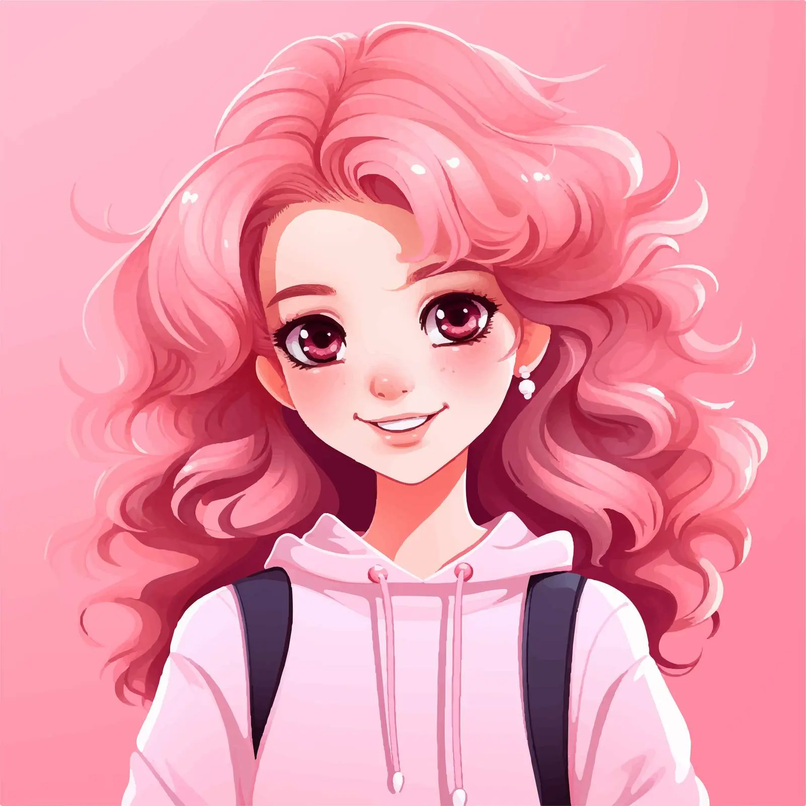 Cute Cartoon Girl Smiling on Pink Background — free download from Dotvec