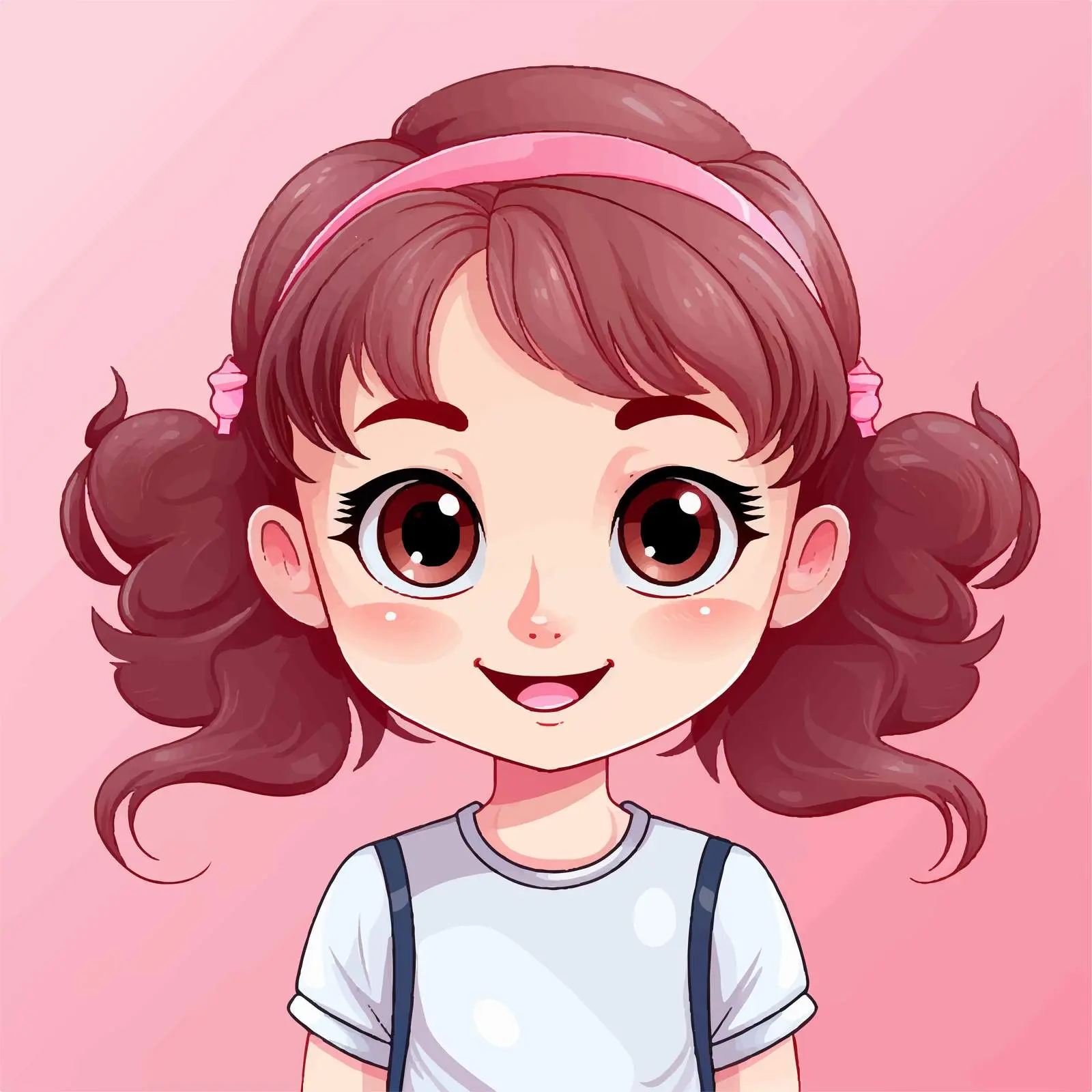 Cute Girl Cartoon Character on Pink Background – free vectored image image from Dotvec