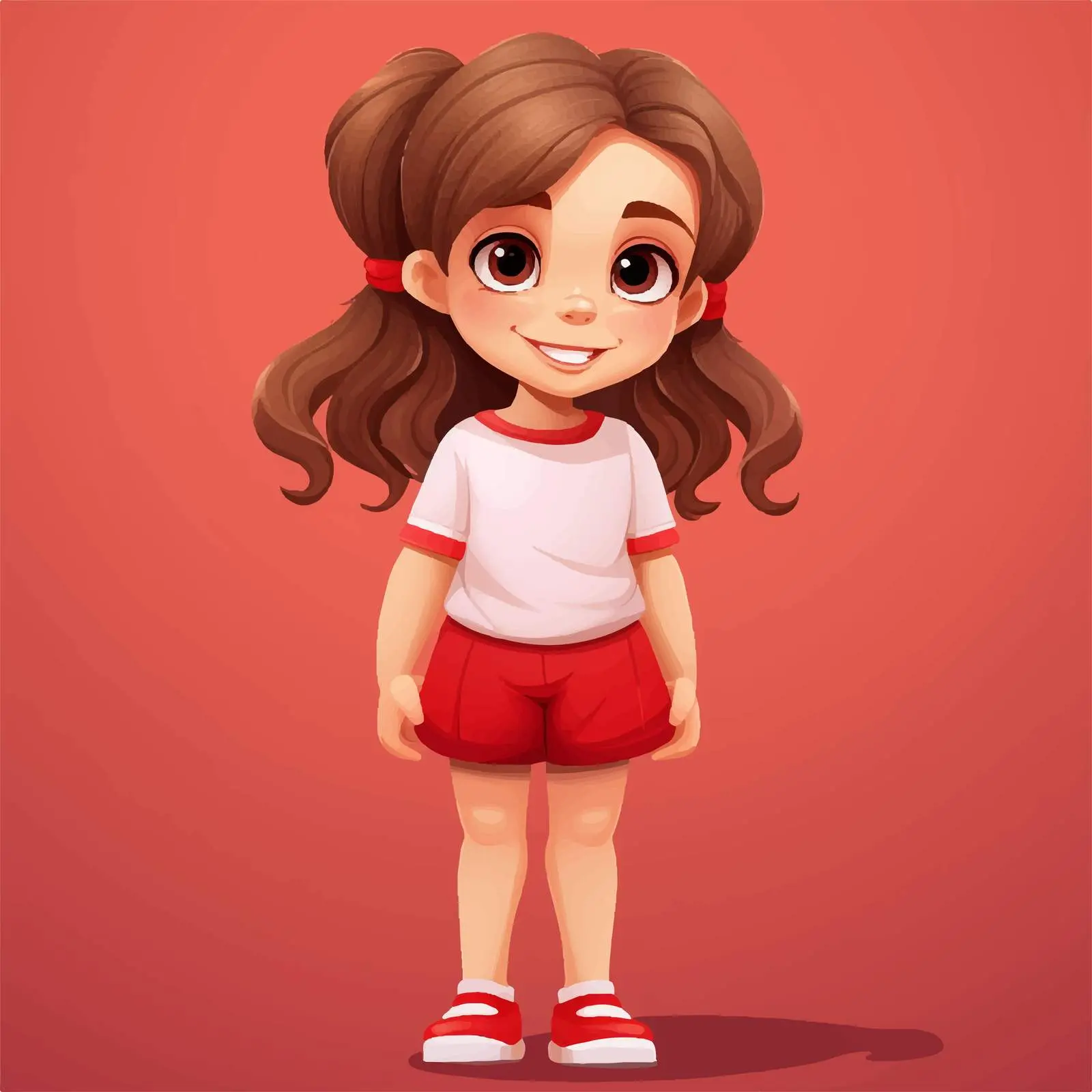 Cute Smiling Girl Cartoon Character Vector — free download from Dotvec