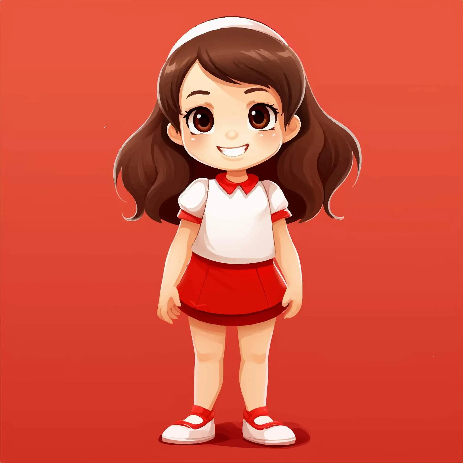 Cartoon Girl Smiling in Standing Position — free download from Dotvec