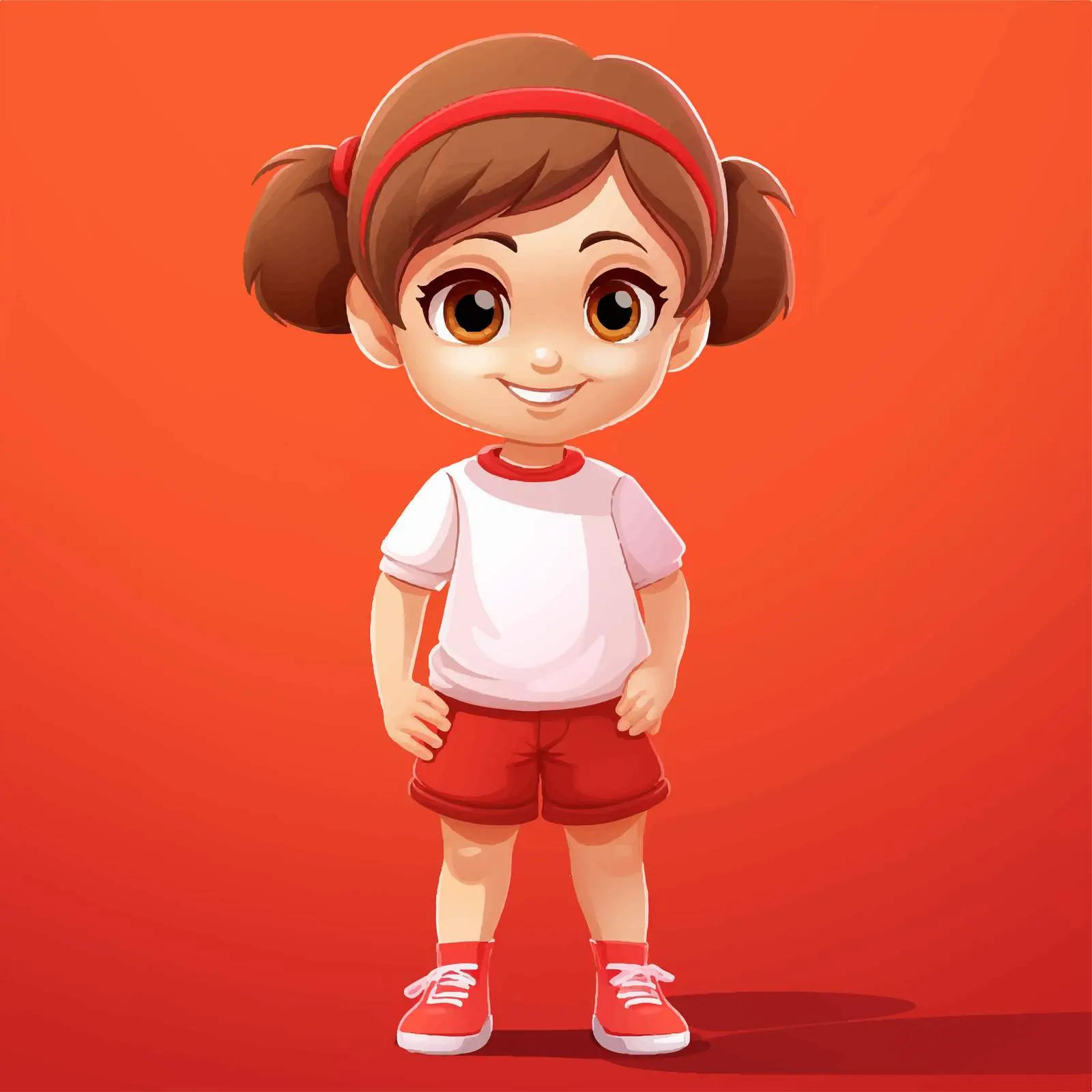 Cute Cartoon Girl Smiling in Standing Pose — free download from Dotvec