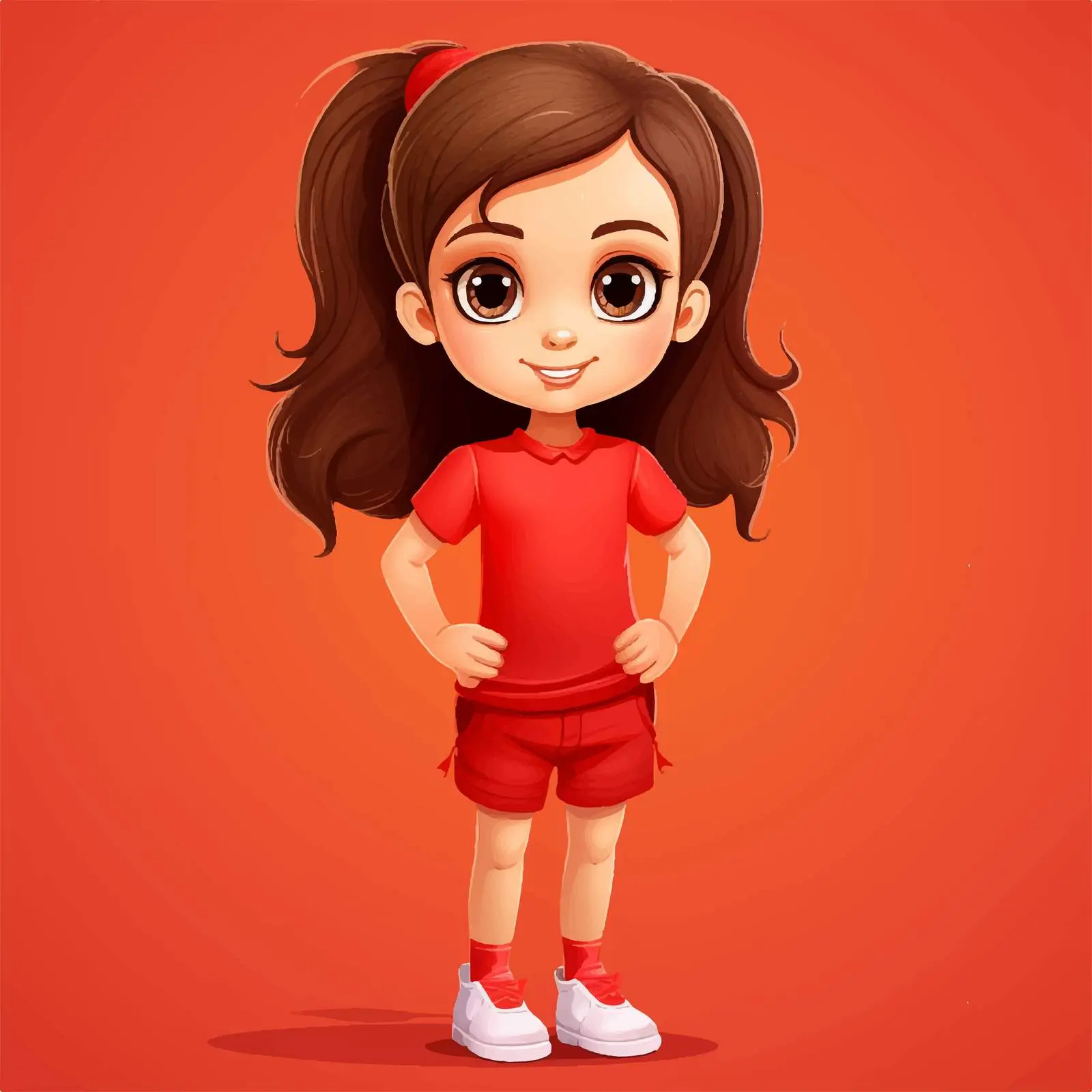 Cute Cartoon Girl Smiling in Standing Pose — free download from Dotvec