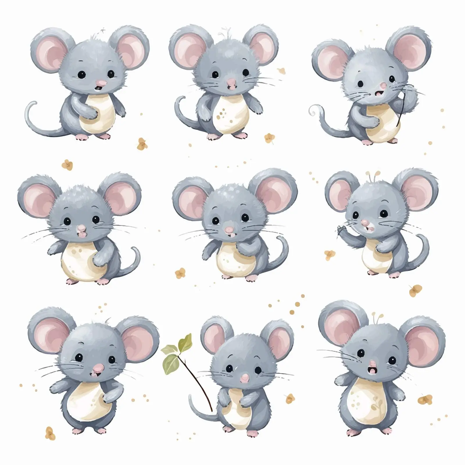 Cute Gray Mice Positive Illustration Clip Art – free vector animal image from Dotvec