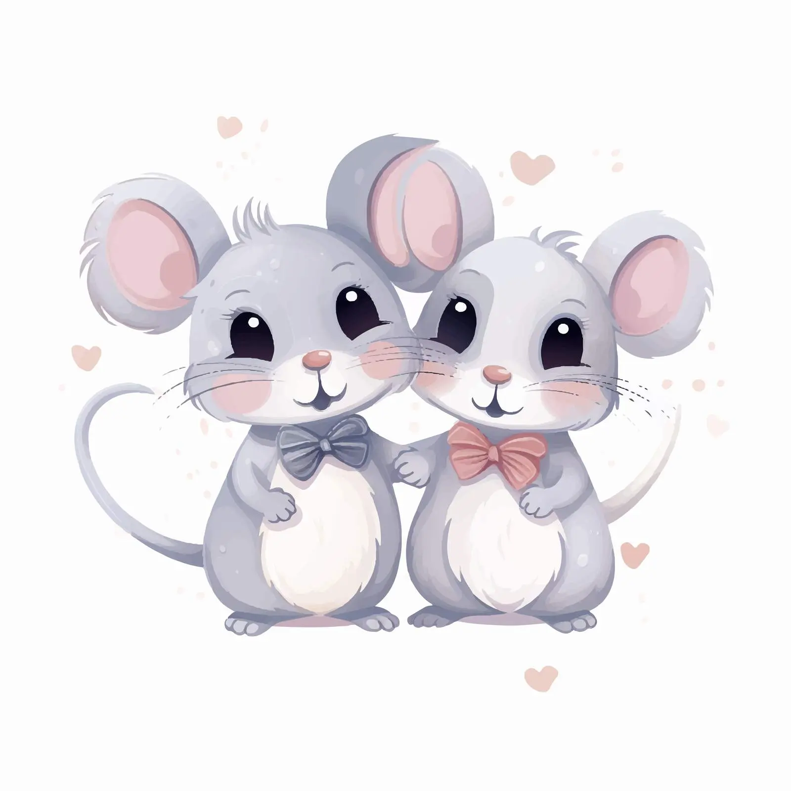 Cute Gray Mice Illustration for Positive Vibes – free vector animal image from Dotvec