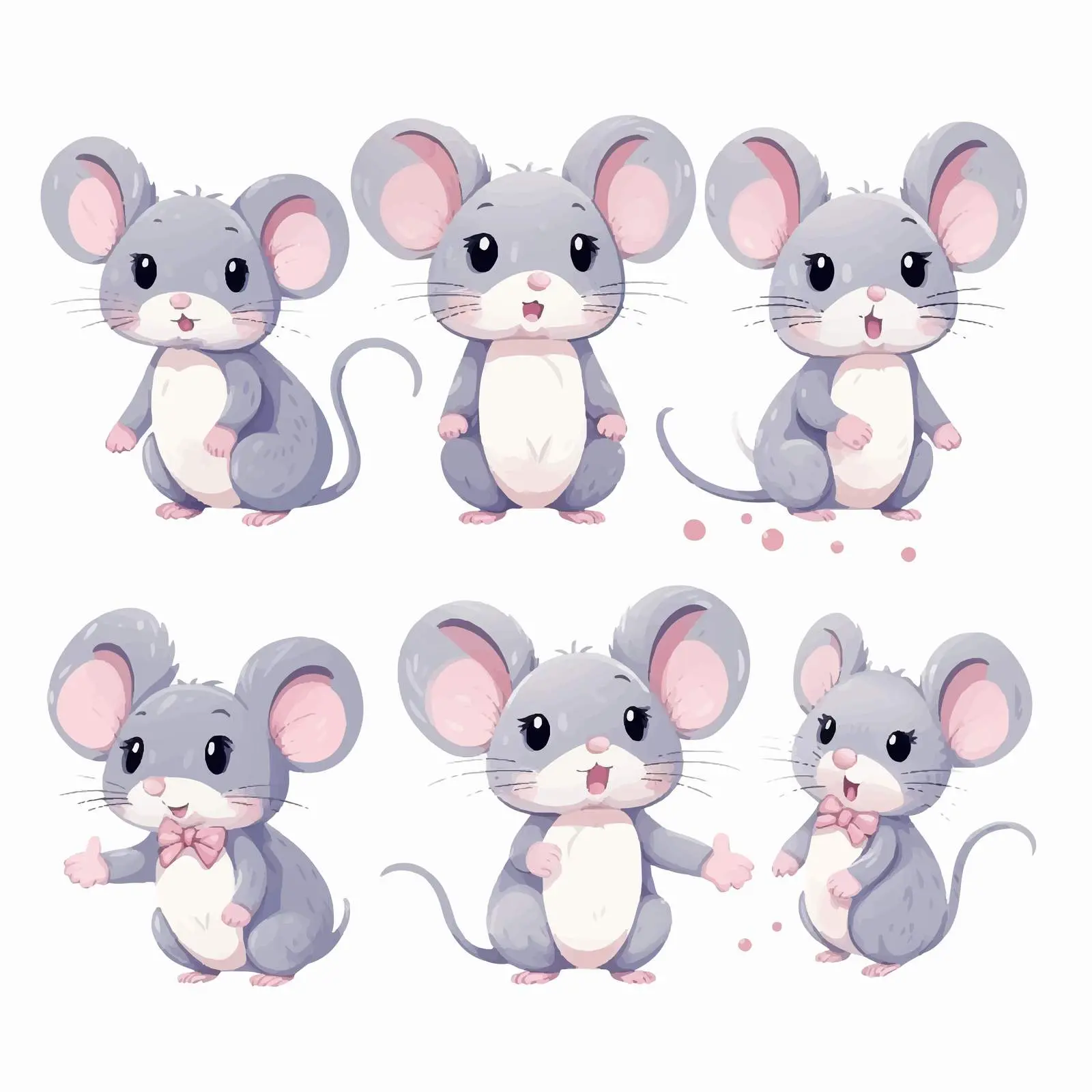 Cute Gray Mice Positive Illustration Vector Clip Art – free illustration design image from Dotvec