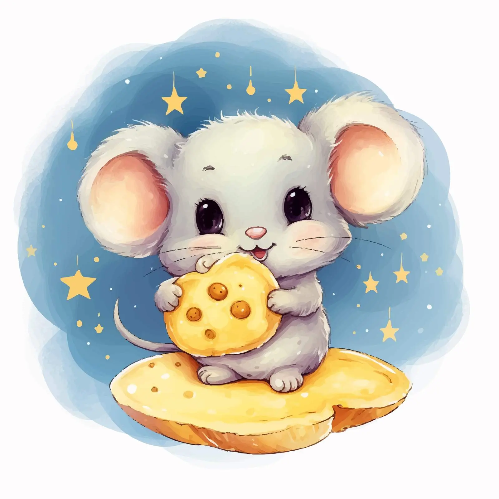 Charming Mouse Under Moonlit Cheese Sky — free download from Dotvec