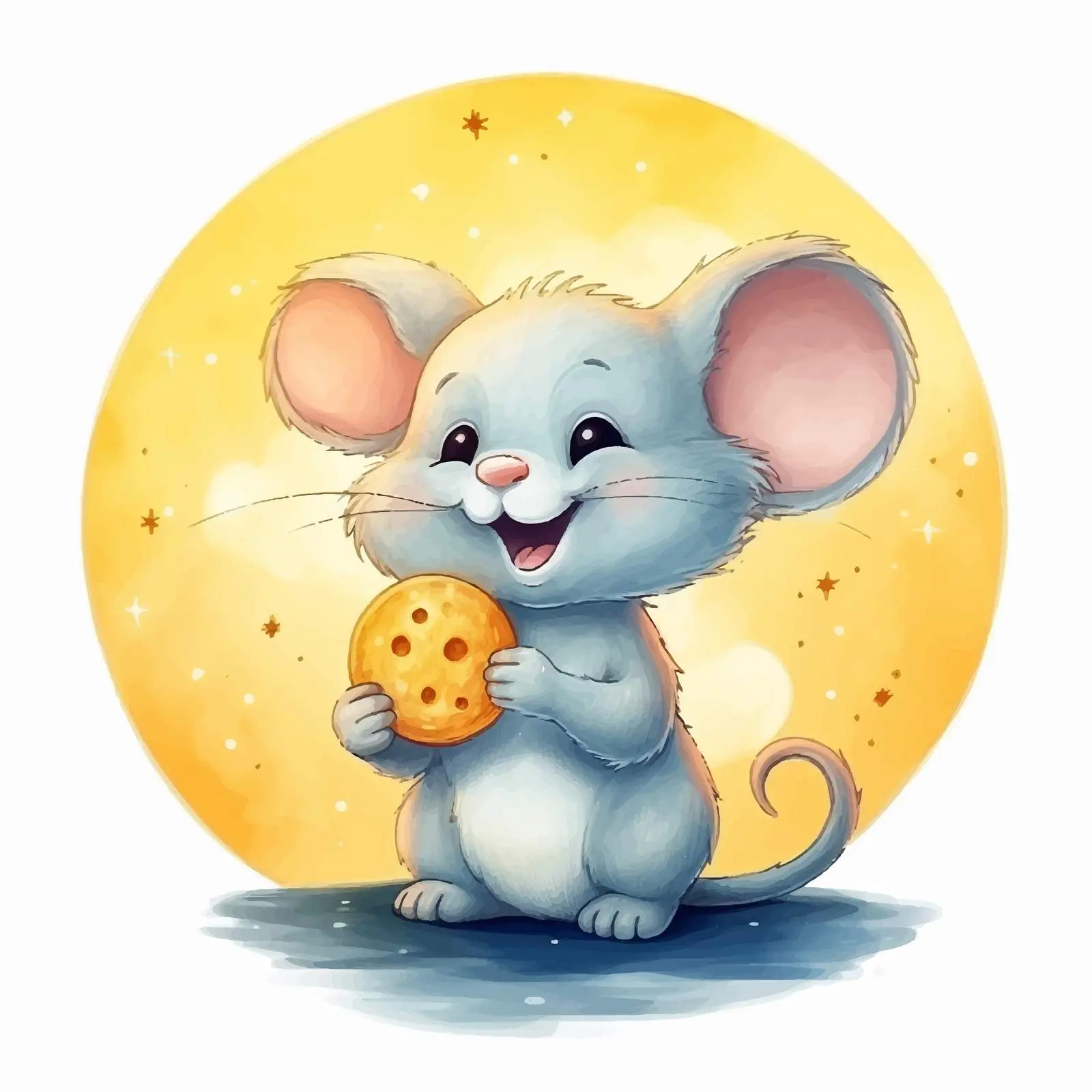 Cute Mouse Under Moonlit Cheese Sky — free download from Dotvec