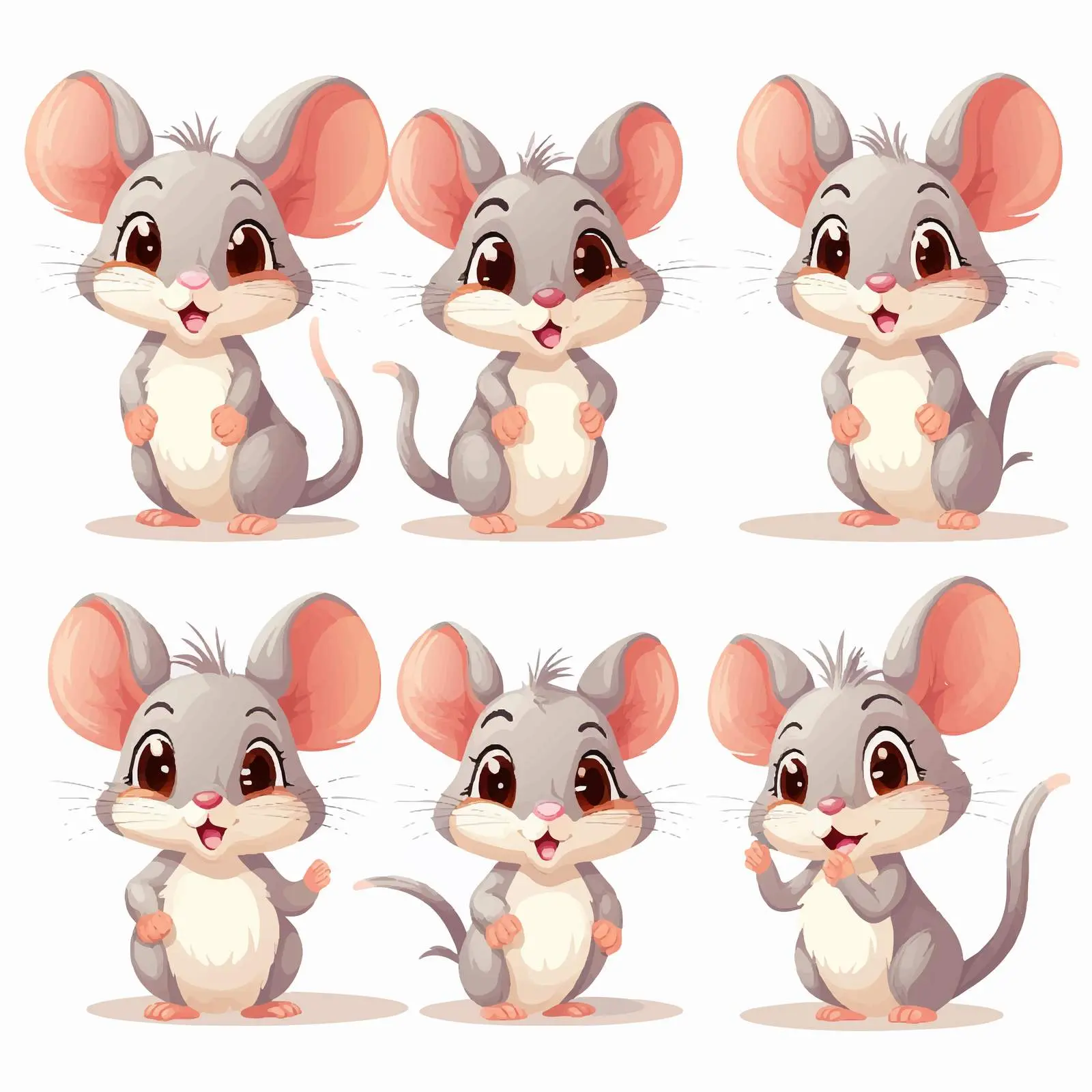 Cute Mouse Character with Big Ears Vector – free fantasy animals image from Dotvec