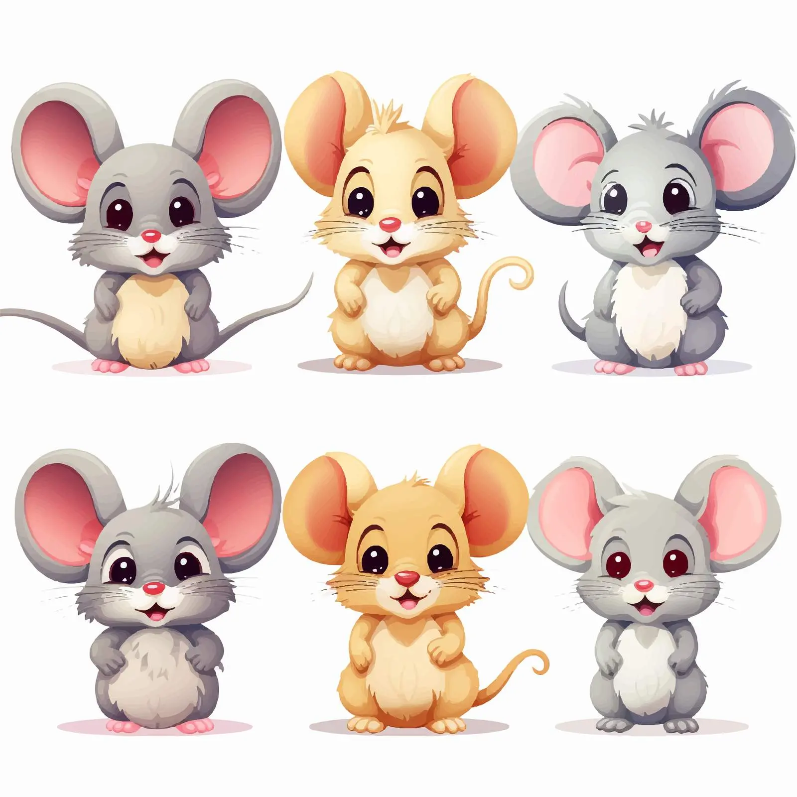 Cute Mouse Character with Big Ears Collection – free funny mouse image from Dotvec