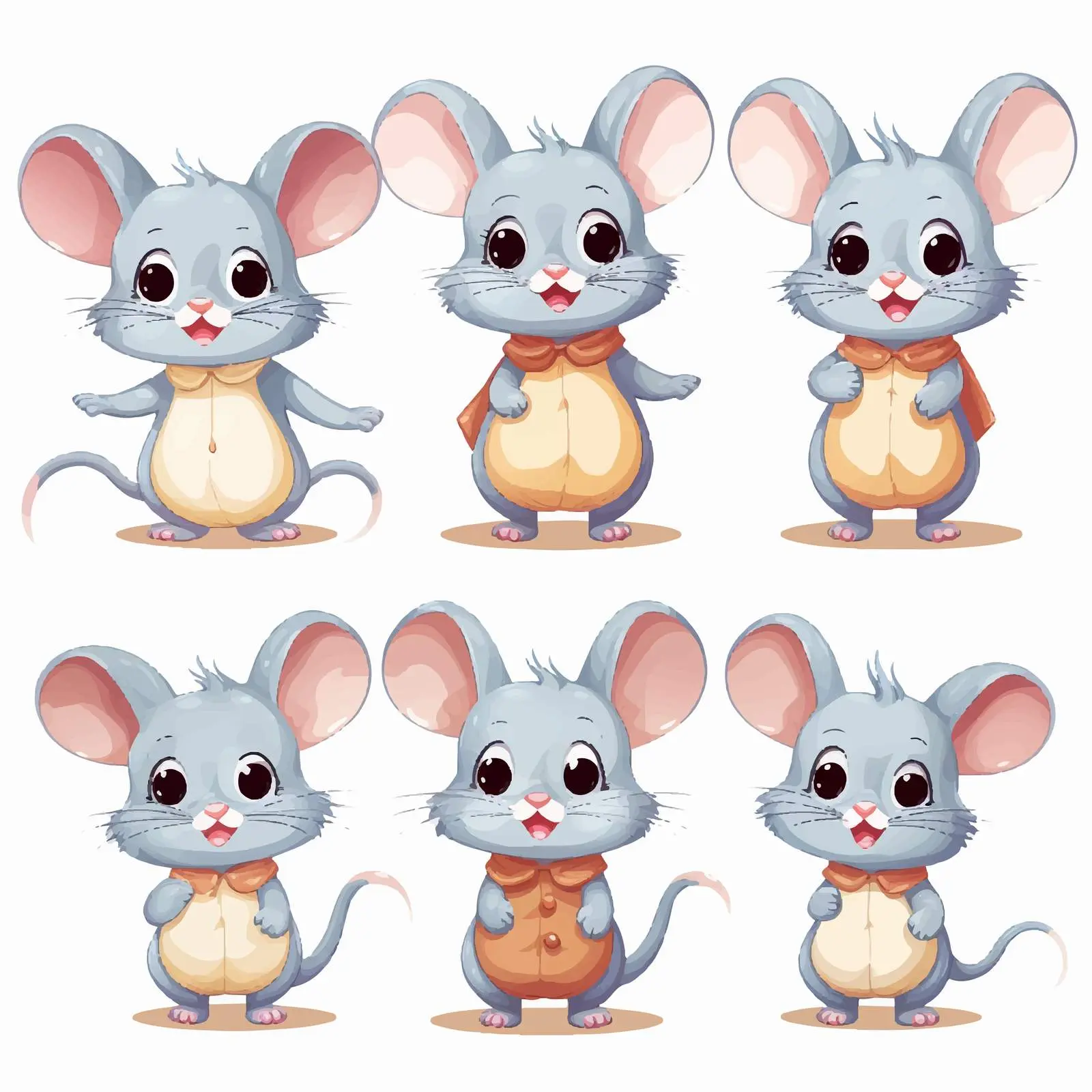 Cute Mouse Characters with Big Ears Collection — free download from Dotvec