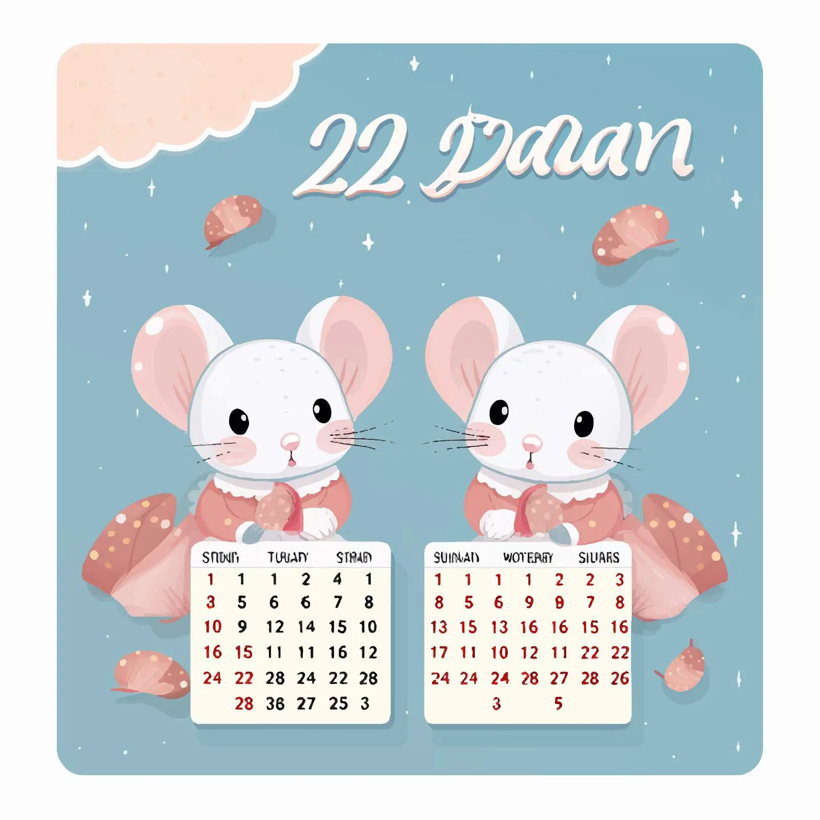 Cute Mouse 2020 Calendar Template for Kids — free download from Dotvec