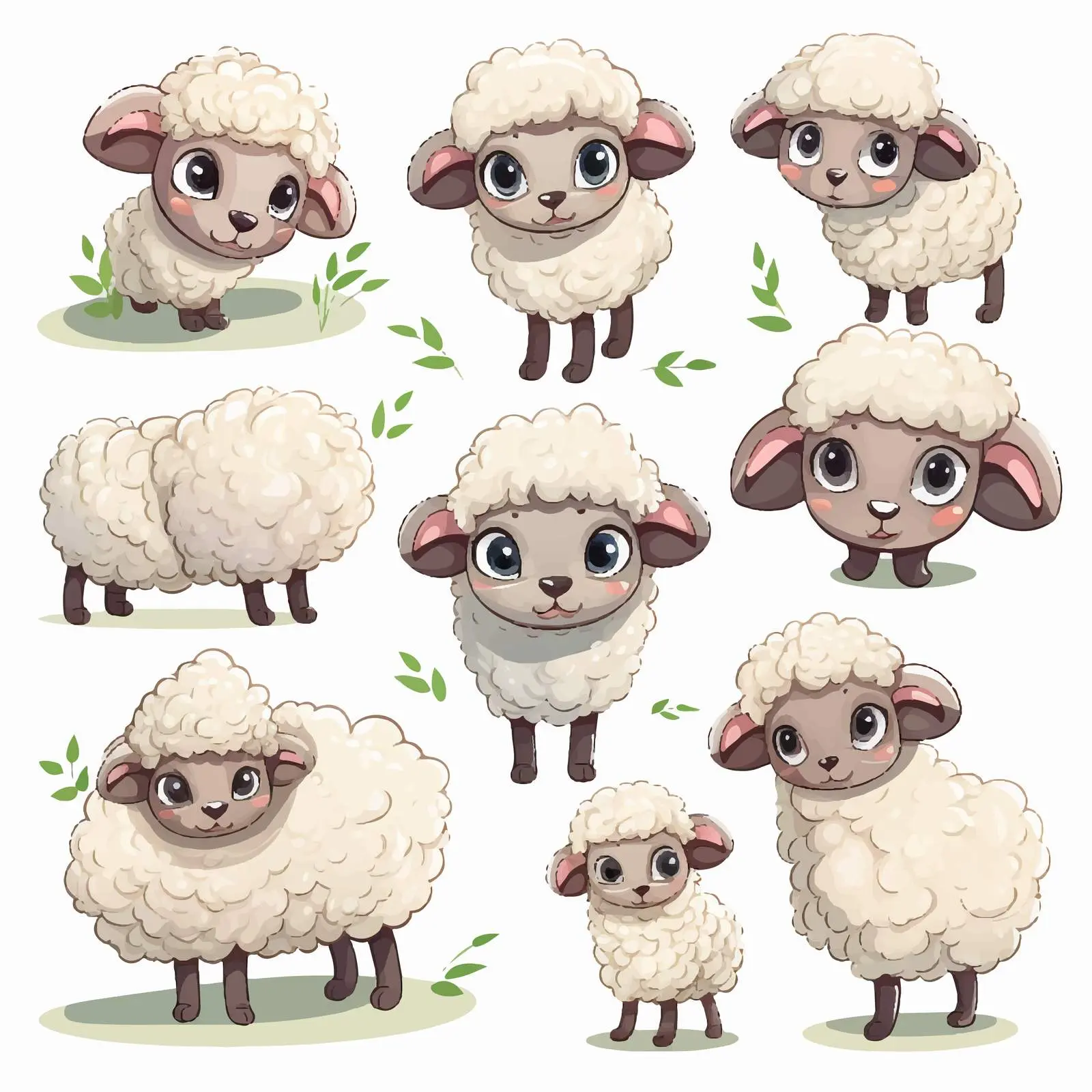 Cute Little Sheep Big Stickers Set — free download from Dotvec