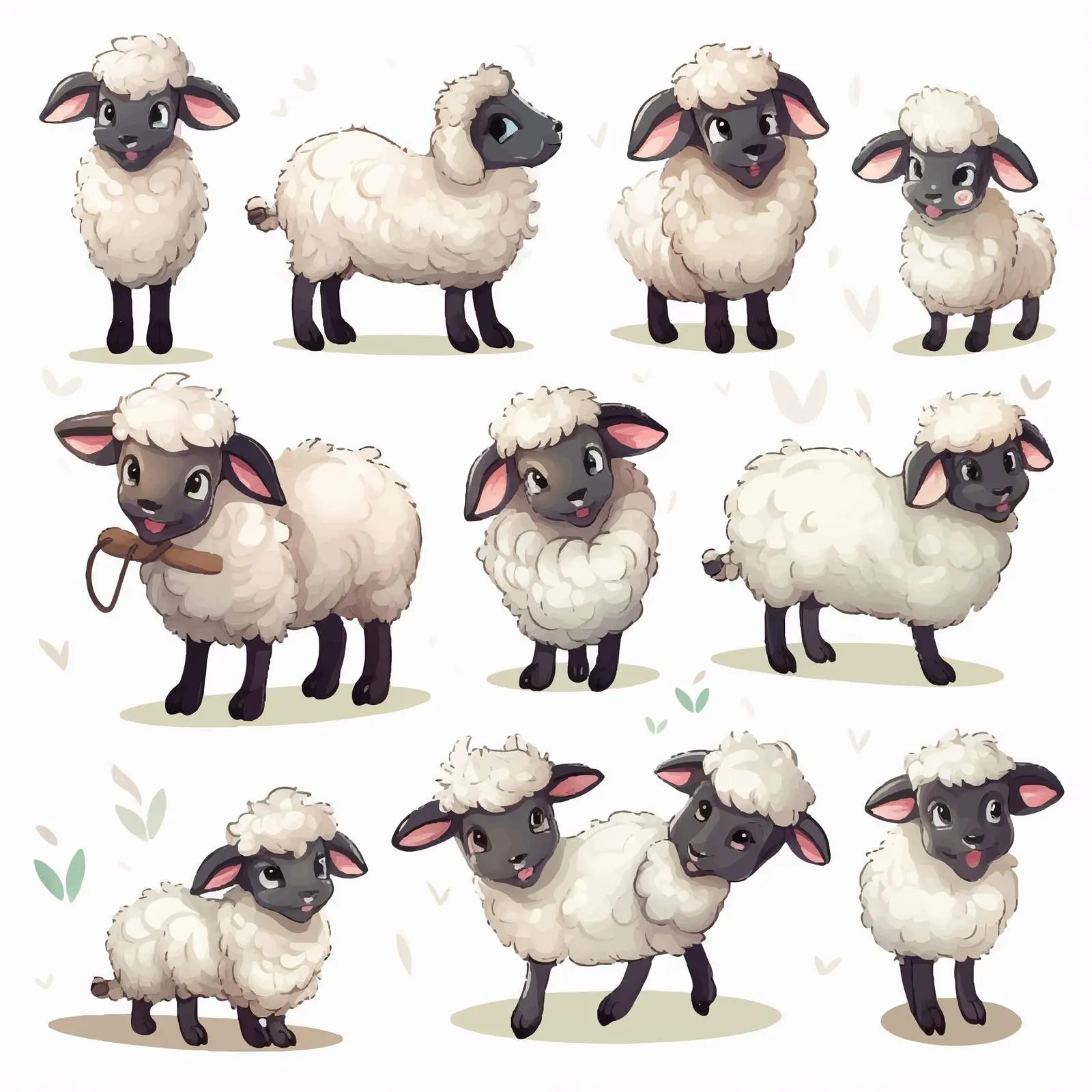 Cute Sheep Stickers Set on White Background — free download from Dotvec