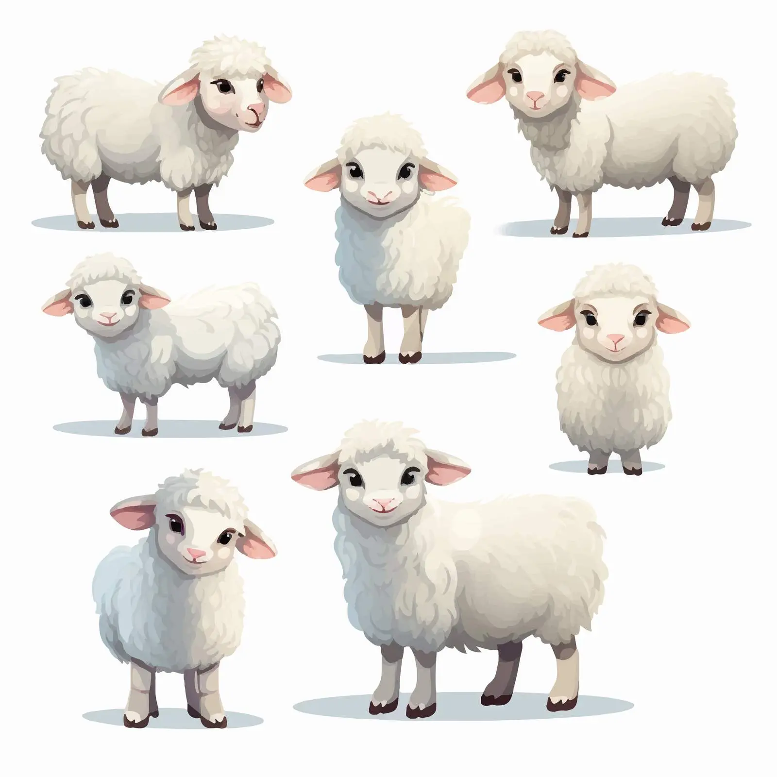 Cute Sheep Posing on White Background Vector Art — free download from Dotvec